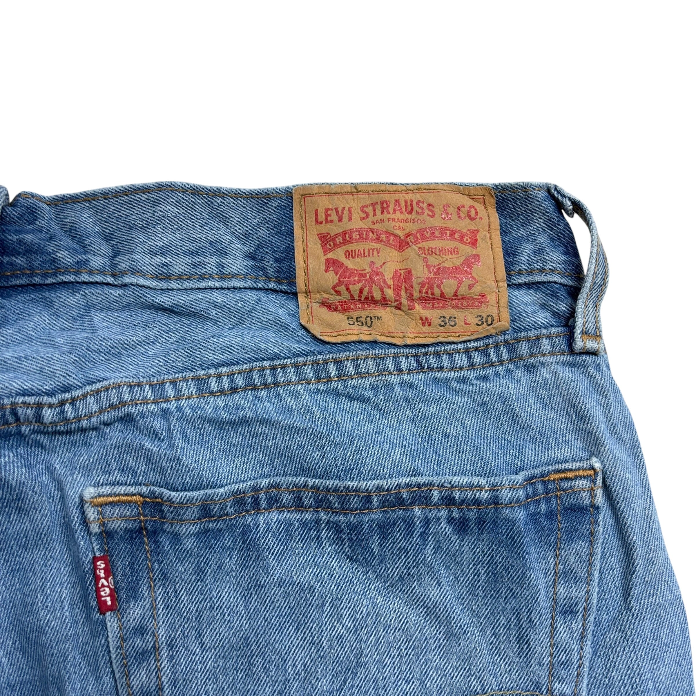 Levis 550 Jeans W36 L30 Mens Light Blue Baggy Relaxed Straight Fit Denim (E)