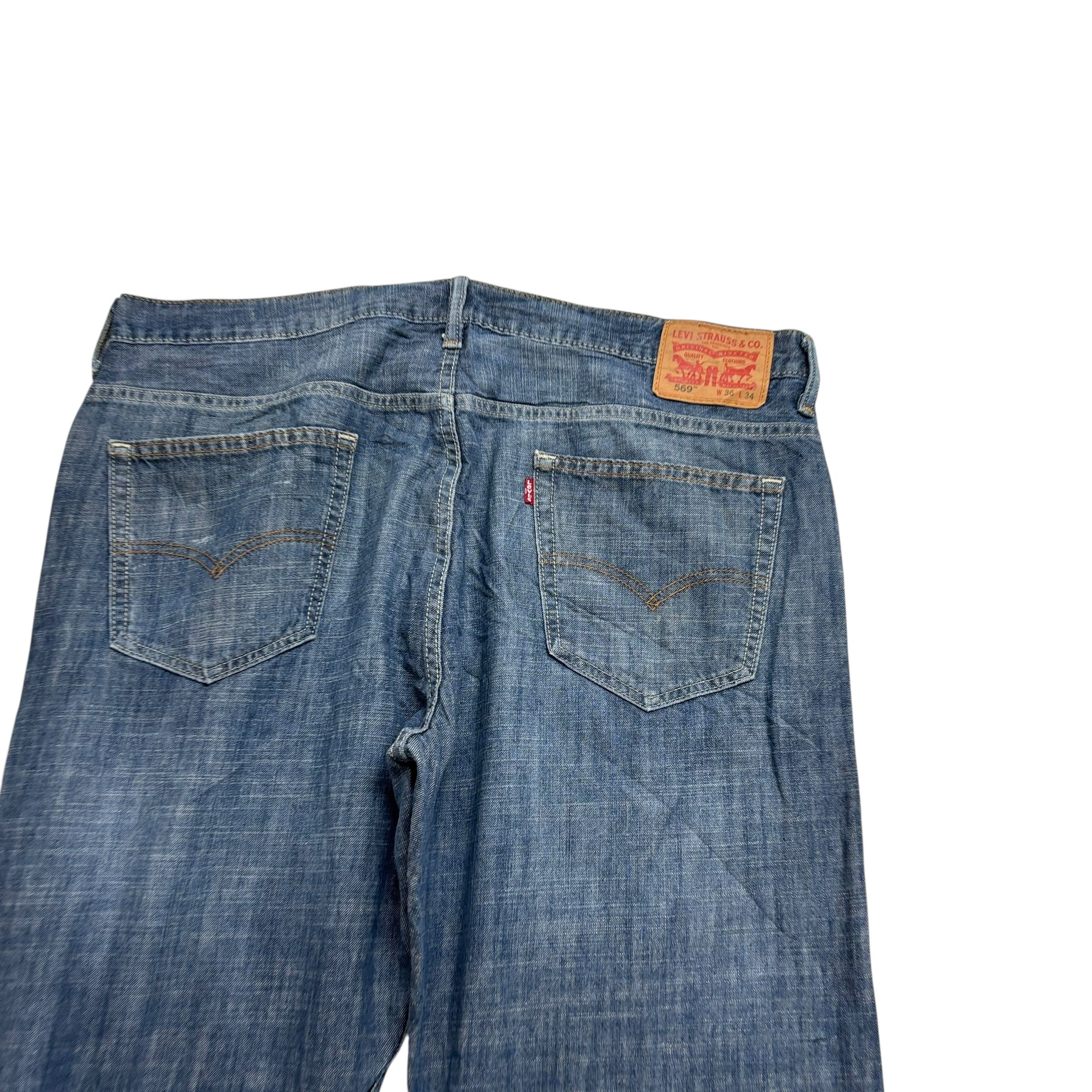 Levis 569 Jeans W38 L34 Mens Silver Blue Baggy Relaxed Straight Fit Denim