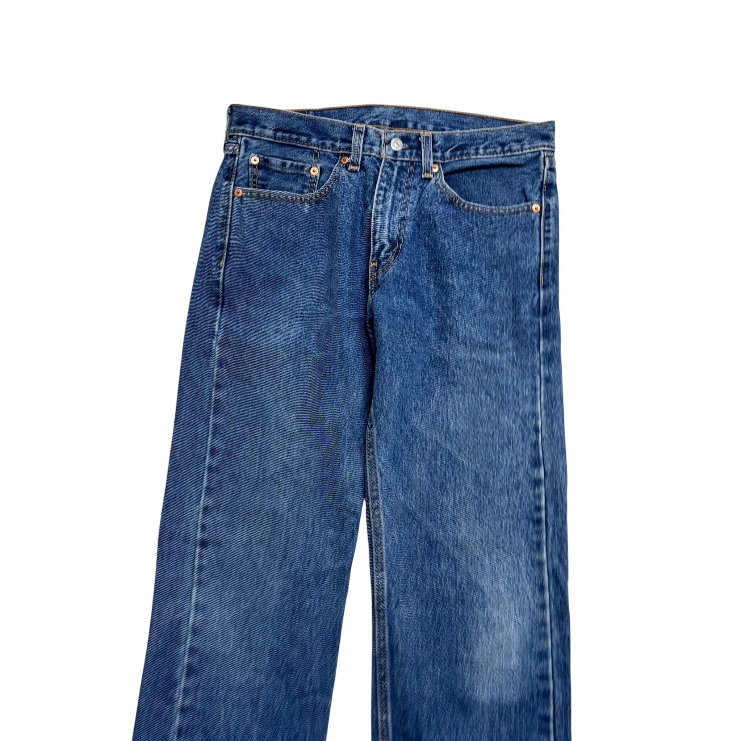 Levis 505 Jeans W32 L30 Mens Mid Blue Regular Straight Fit Denim (E)