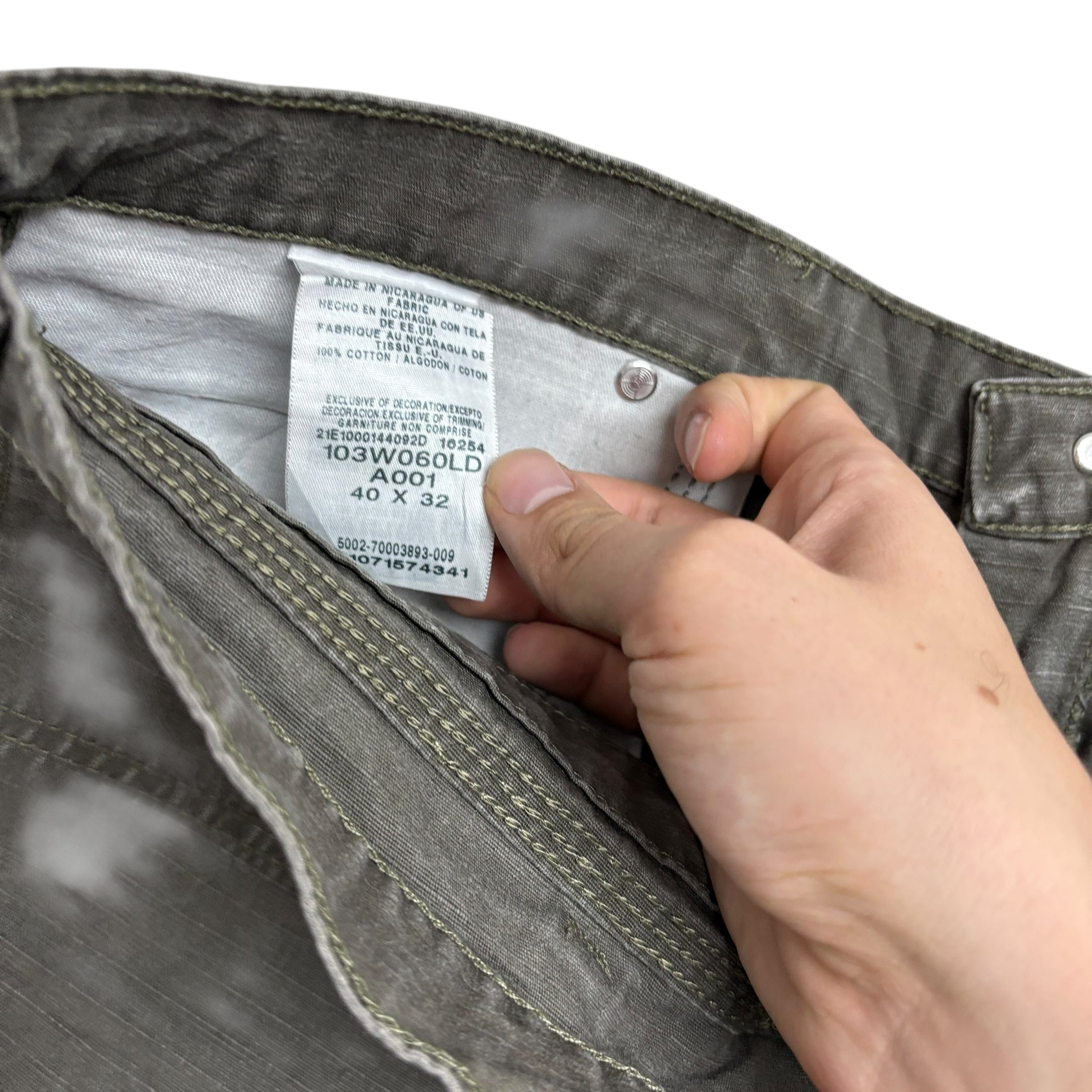 Wrangler Cargo Pants W40 L32 Mens Green Relaxed Straight Fit Trousers