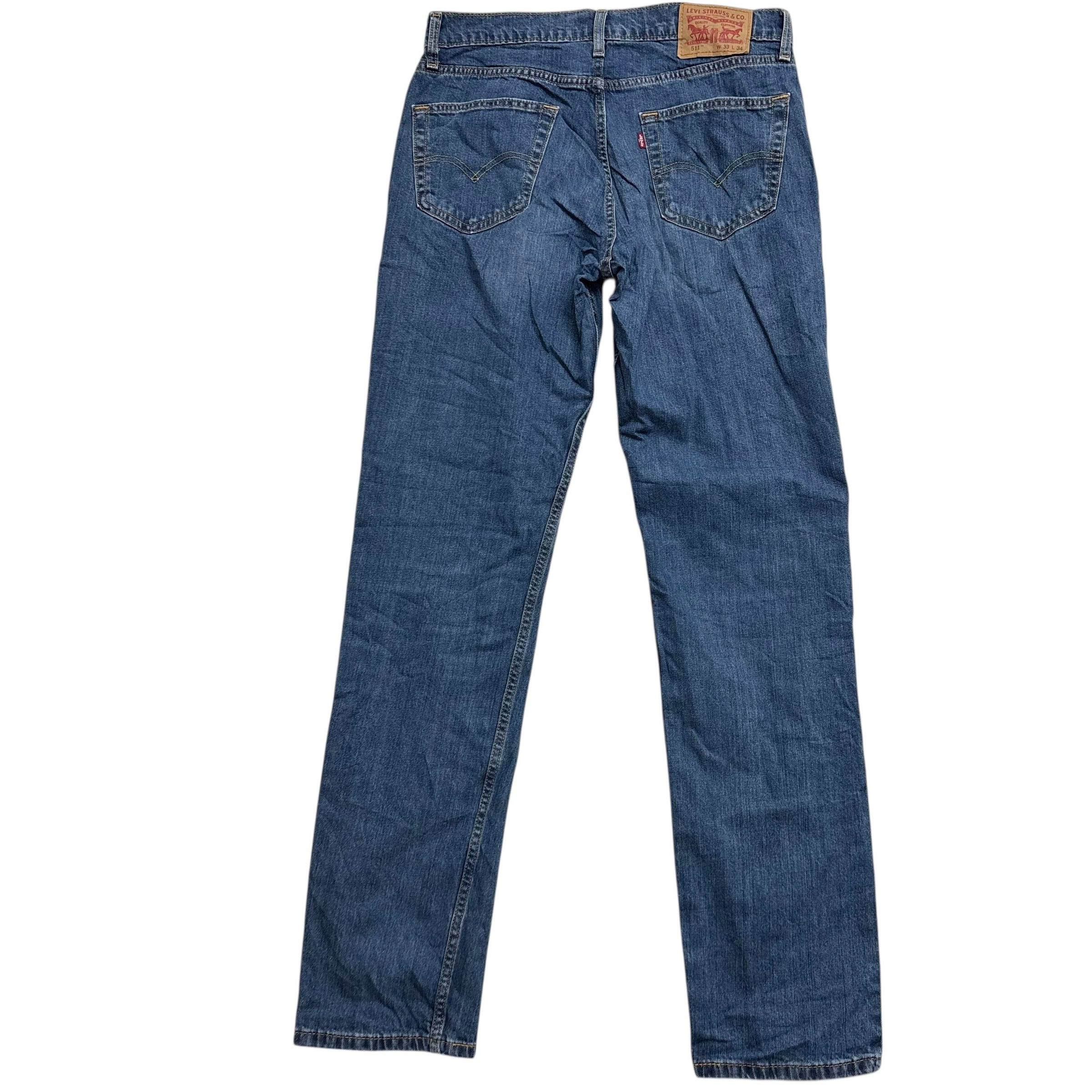Levis 511 Jeans W32 L34 Mens Mid Blue Slim Fit Stretch Denim (E)