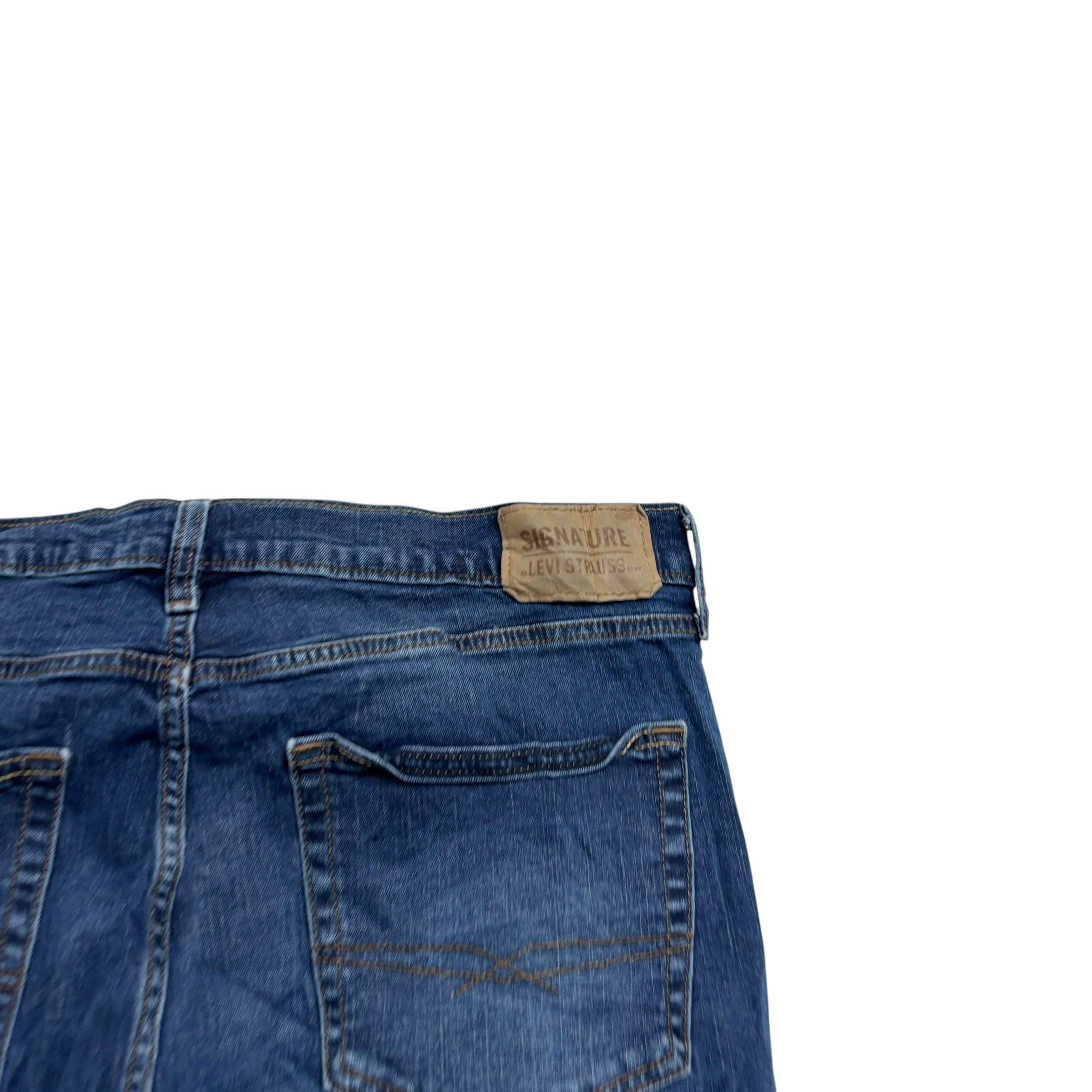 Levis Signature Jeans W36 L32 Mens Dark Blue Regular Straight Stretch Denim (E)