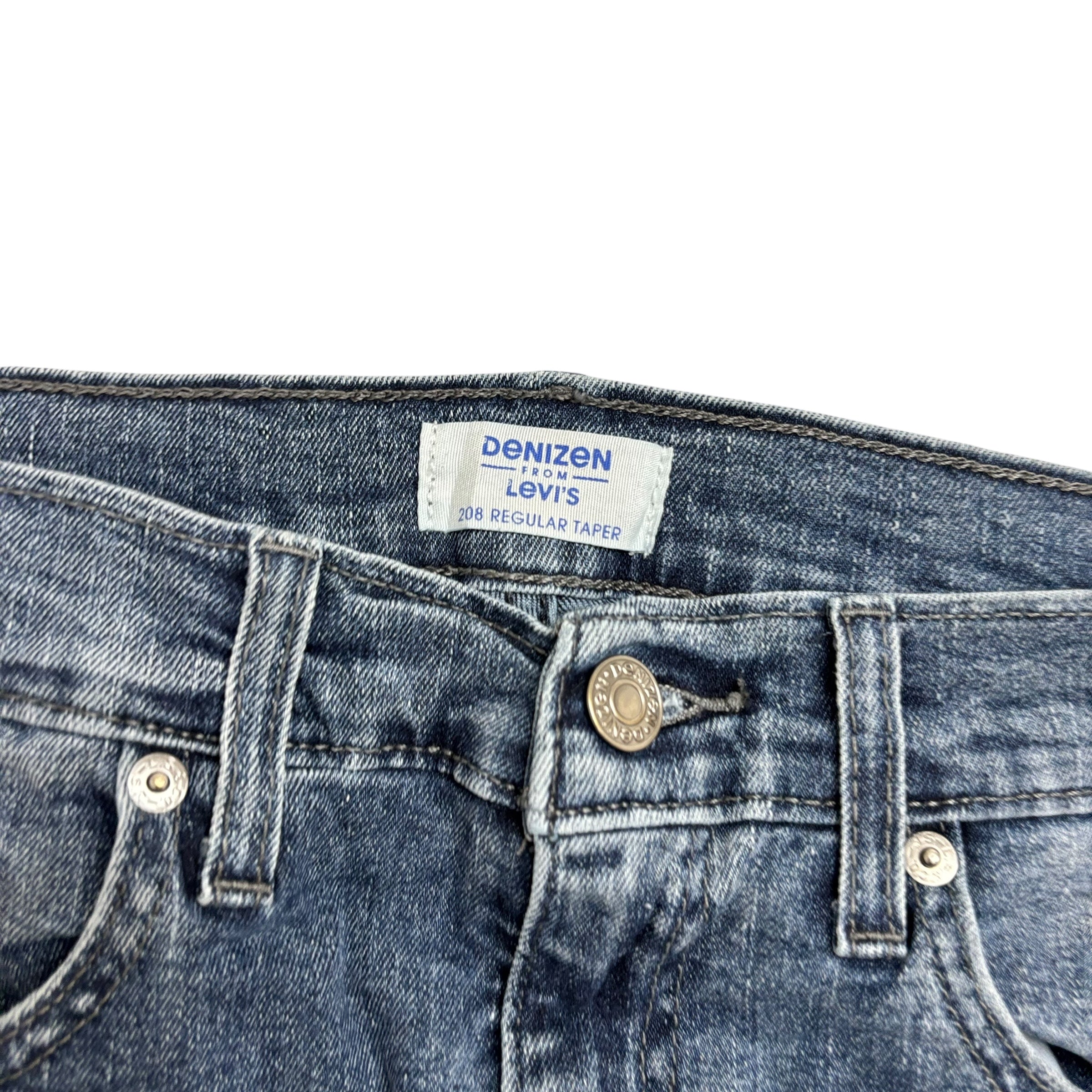 Levis Denizen Jeans W34 L31 Mens Mid Blue Regular Tapered Fit Stretch (F)