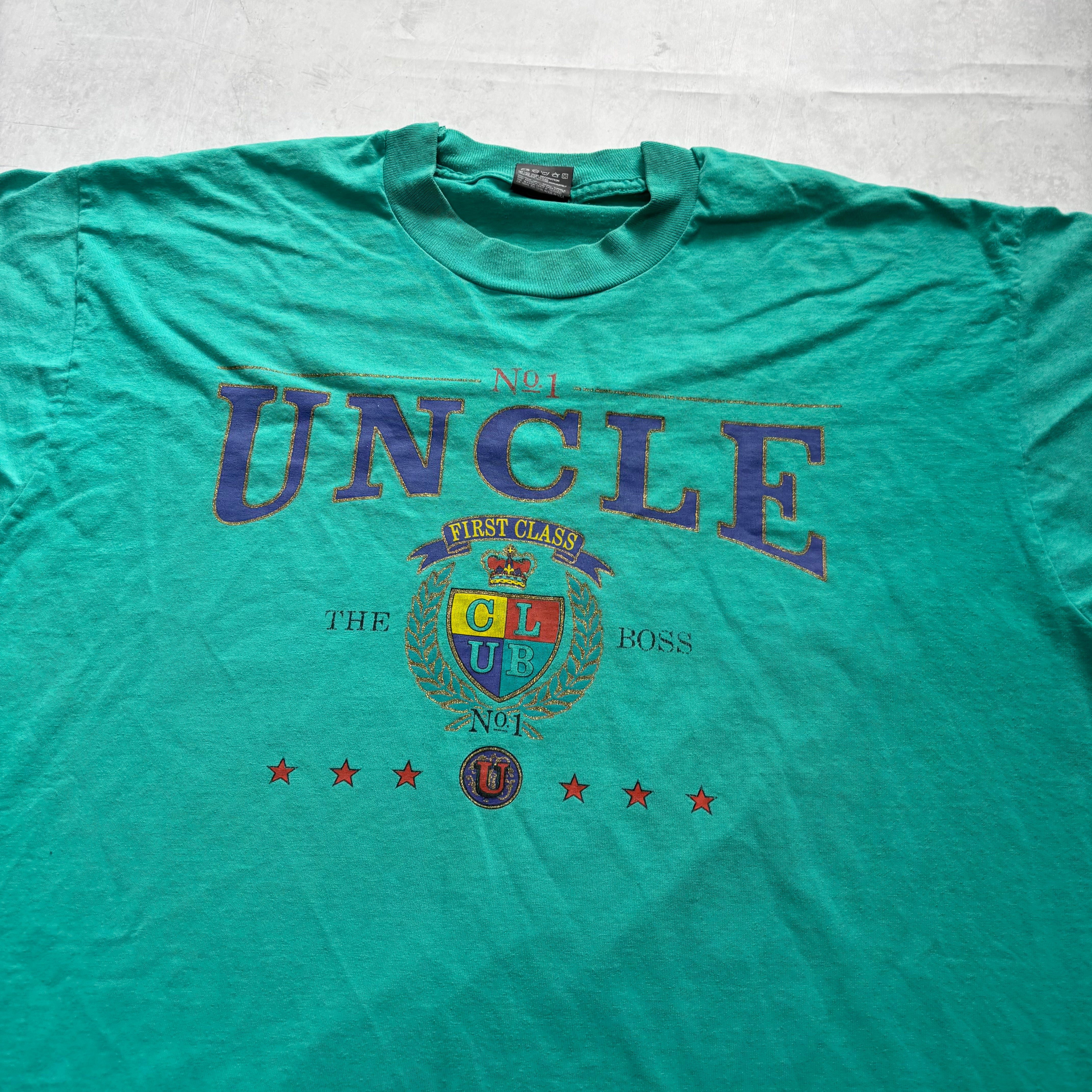 Vintage T Shirt Mens XL Blue Teal Single Stitch Graphic Print 90s USA (E)