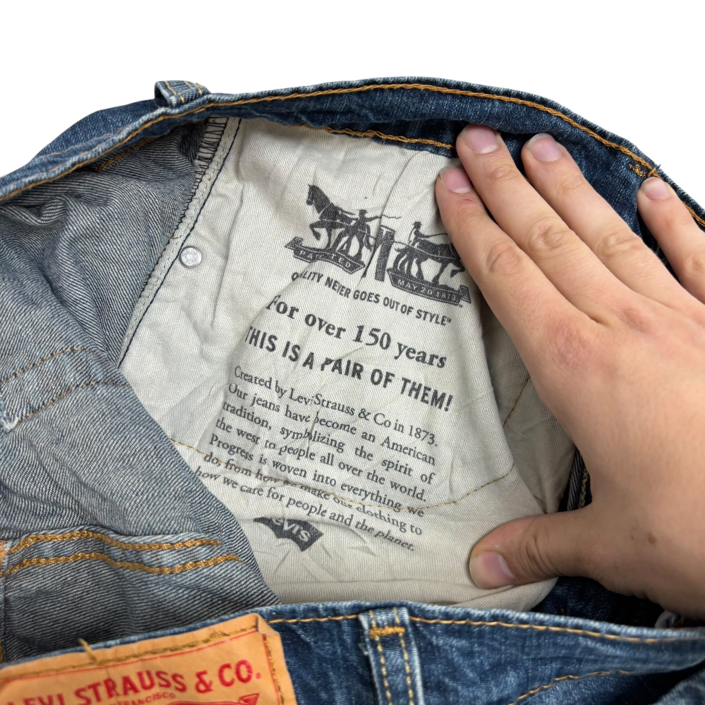 Levis 559 Jeans W34 L34 Mens Dark Blue Regular Straight Fit Stretch Denim (E)