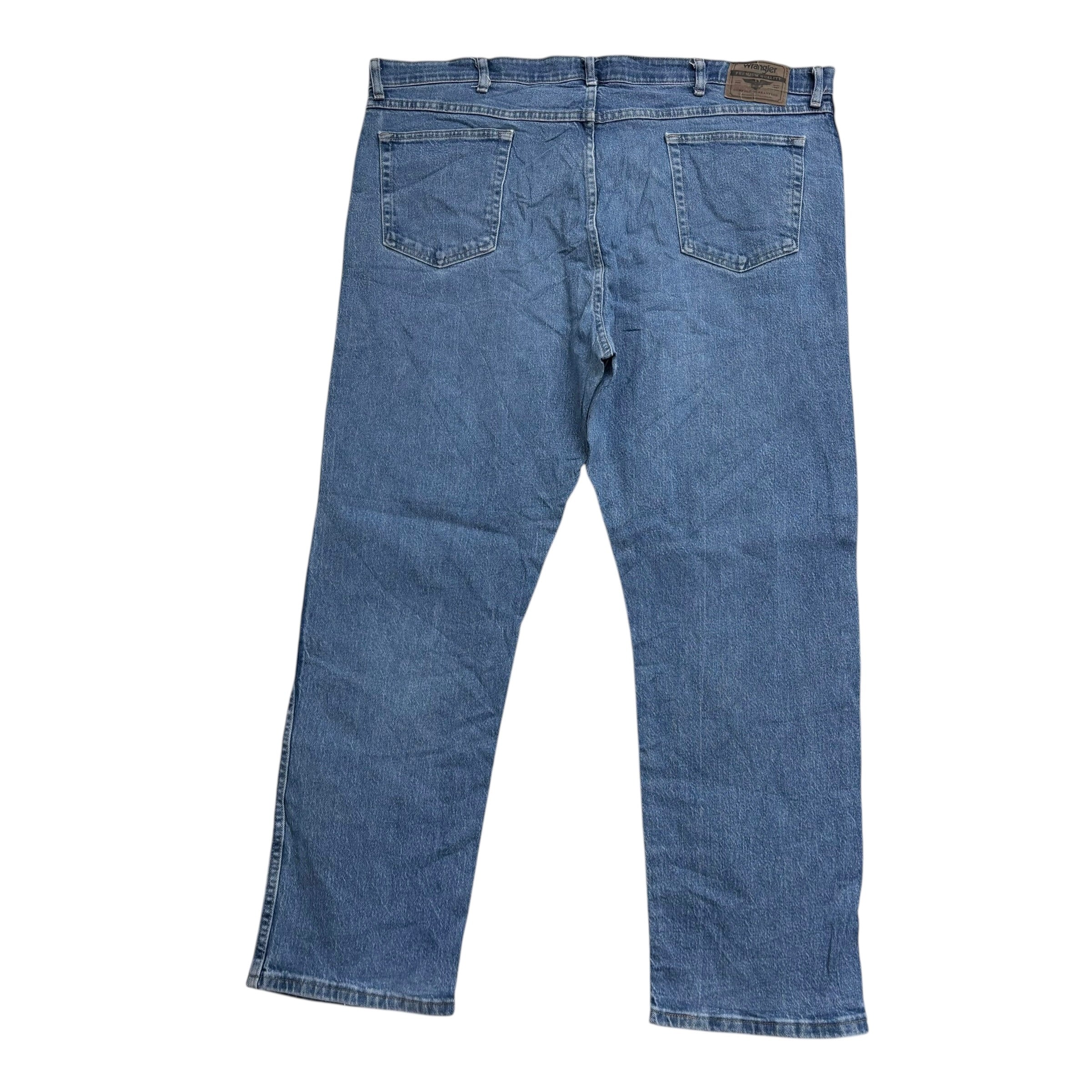 Wrangler Jeans W42 L30 Mens Mid Blue Regular Straight Fit Stretch Denim (E)