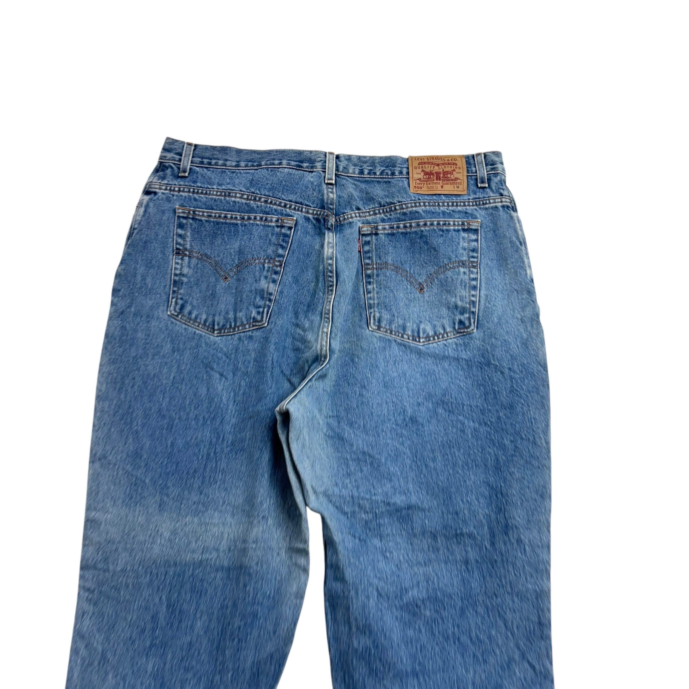 Levis 550 Jeans W38 L31 Womens Mid Blue Relaxed Taper Mom Fit Vintage Denim