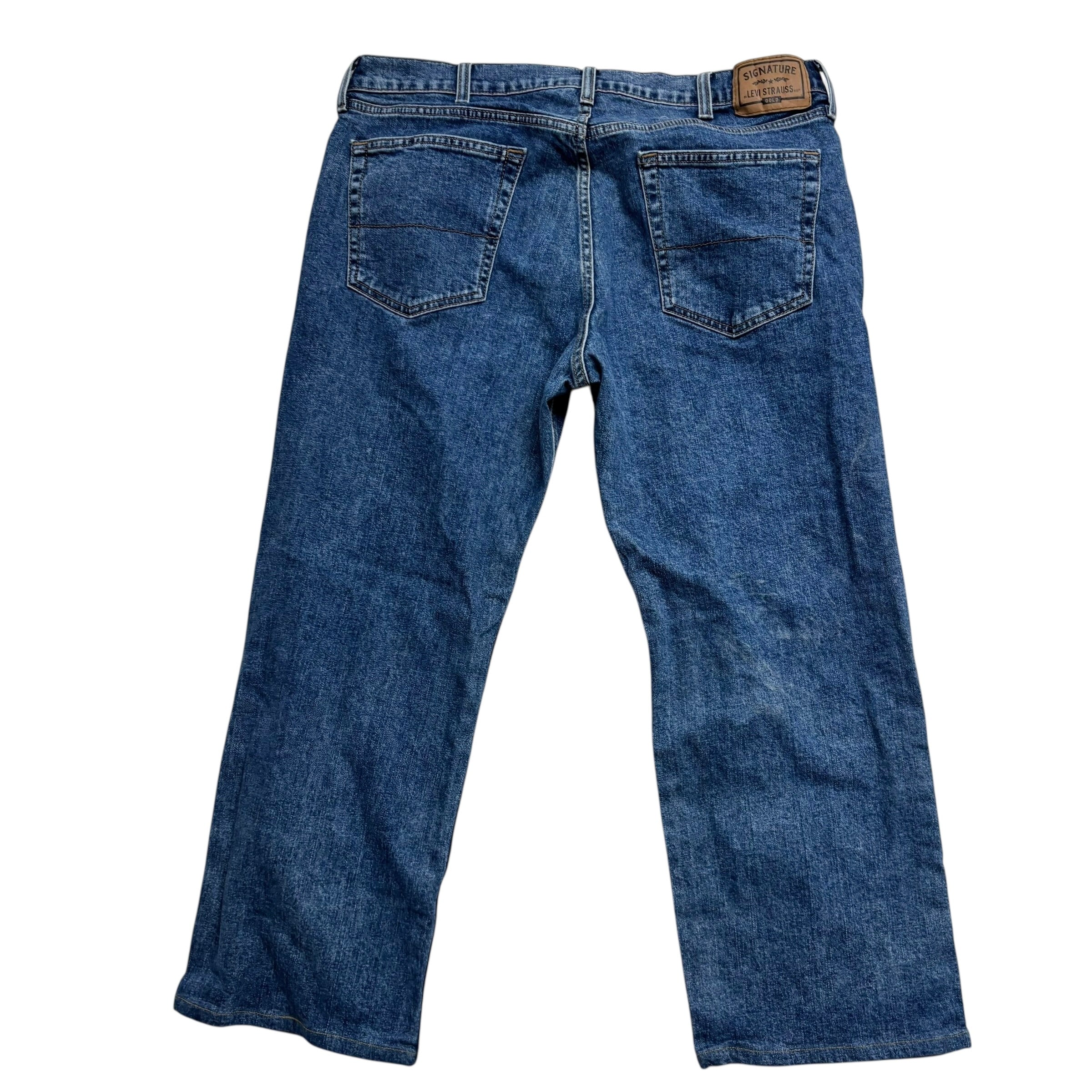 Levis Signature Jeans W38 L26 Mens Mid Blue Relaxed Fit Stretch Denim
