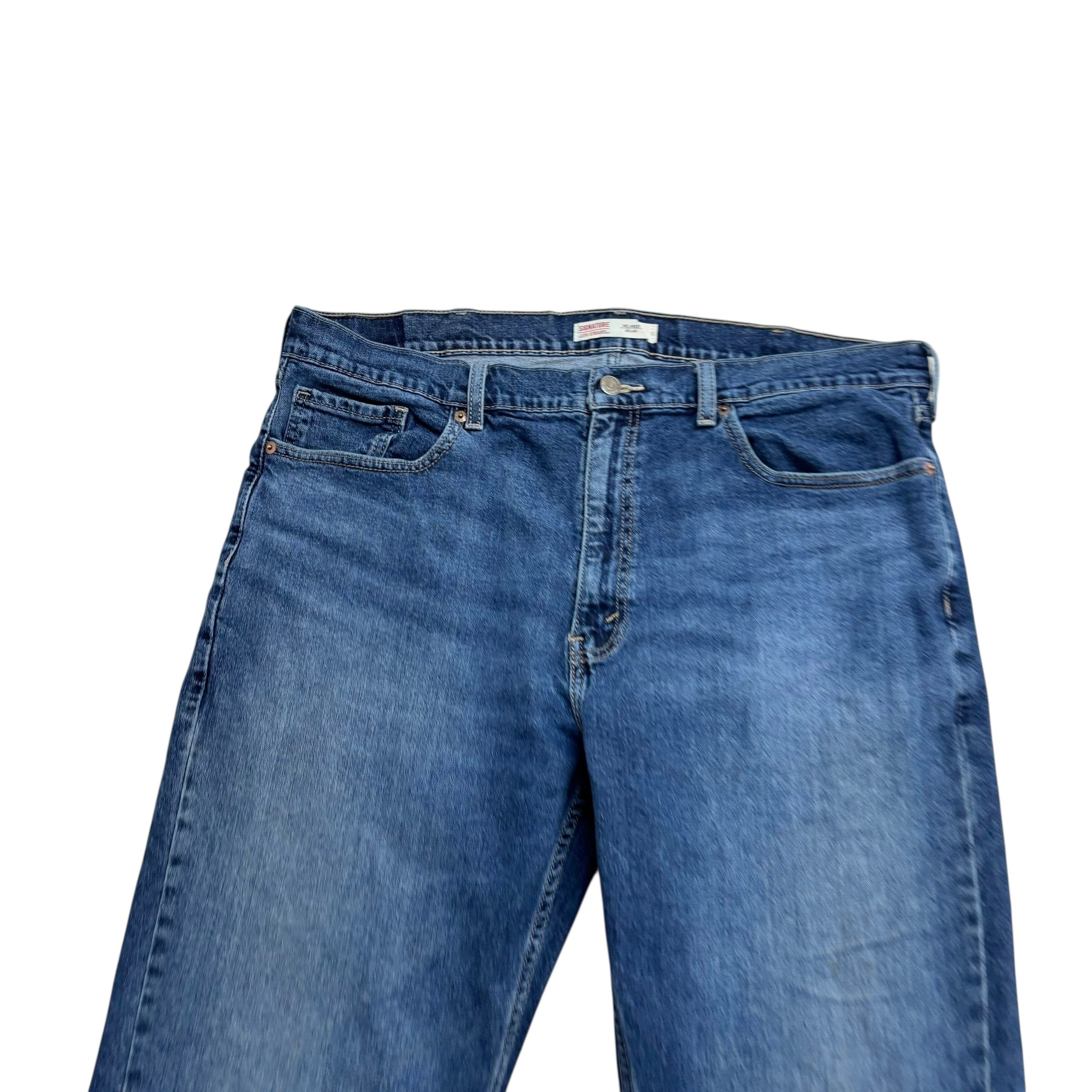Levis Signature Jeans W38 L32 Mens Mid Blue Baggy Relaxed Fit Stretch