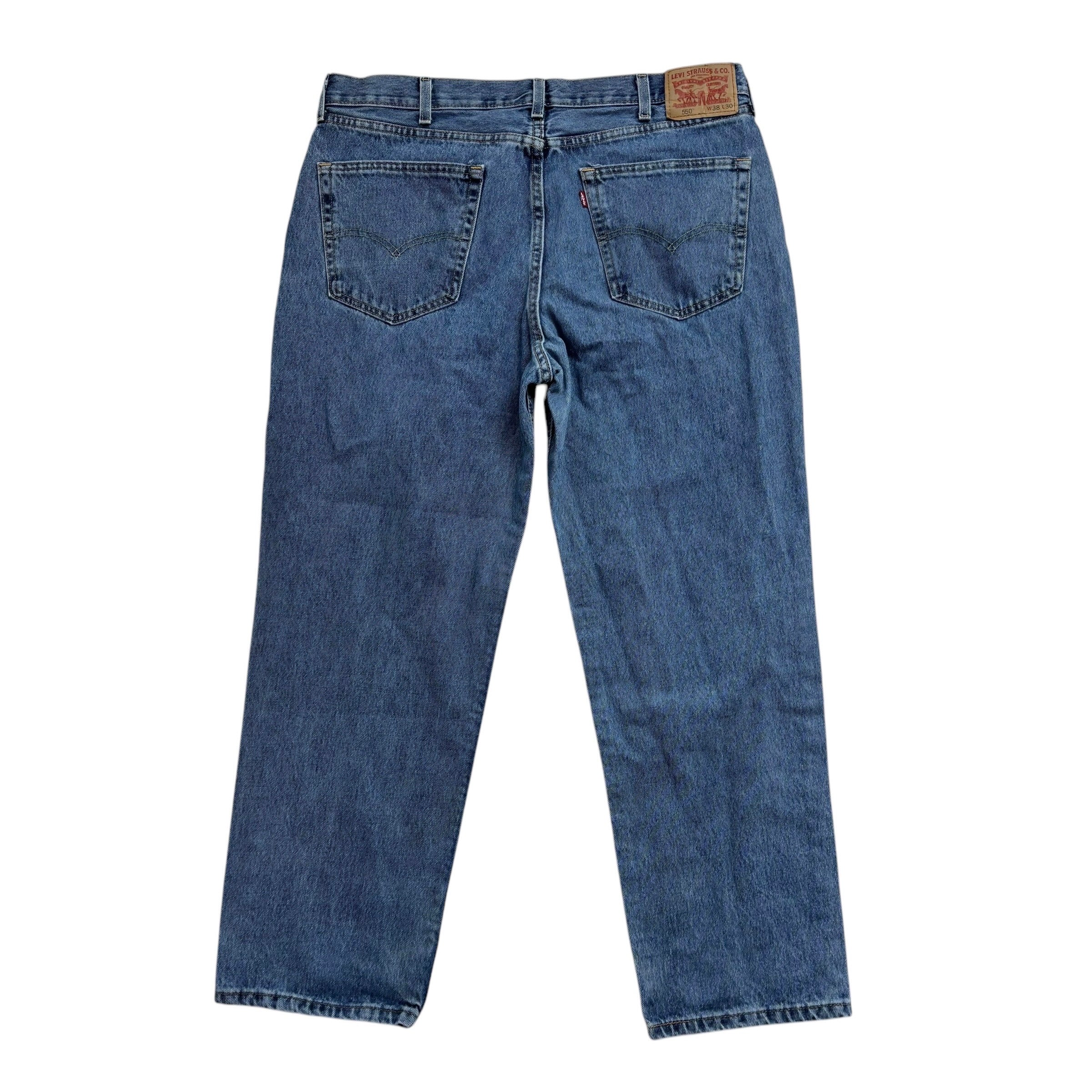 Levis 550 Jeans W38 L30 Mens Mid Blue Relaxed Straight Baggy Fit Denim (E)
