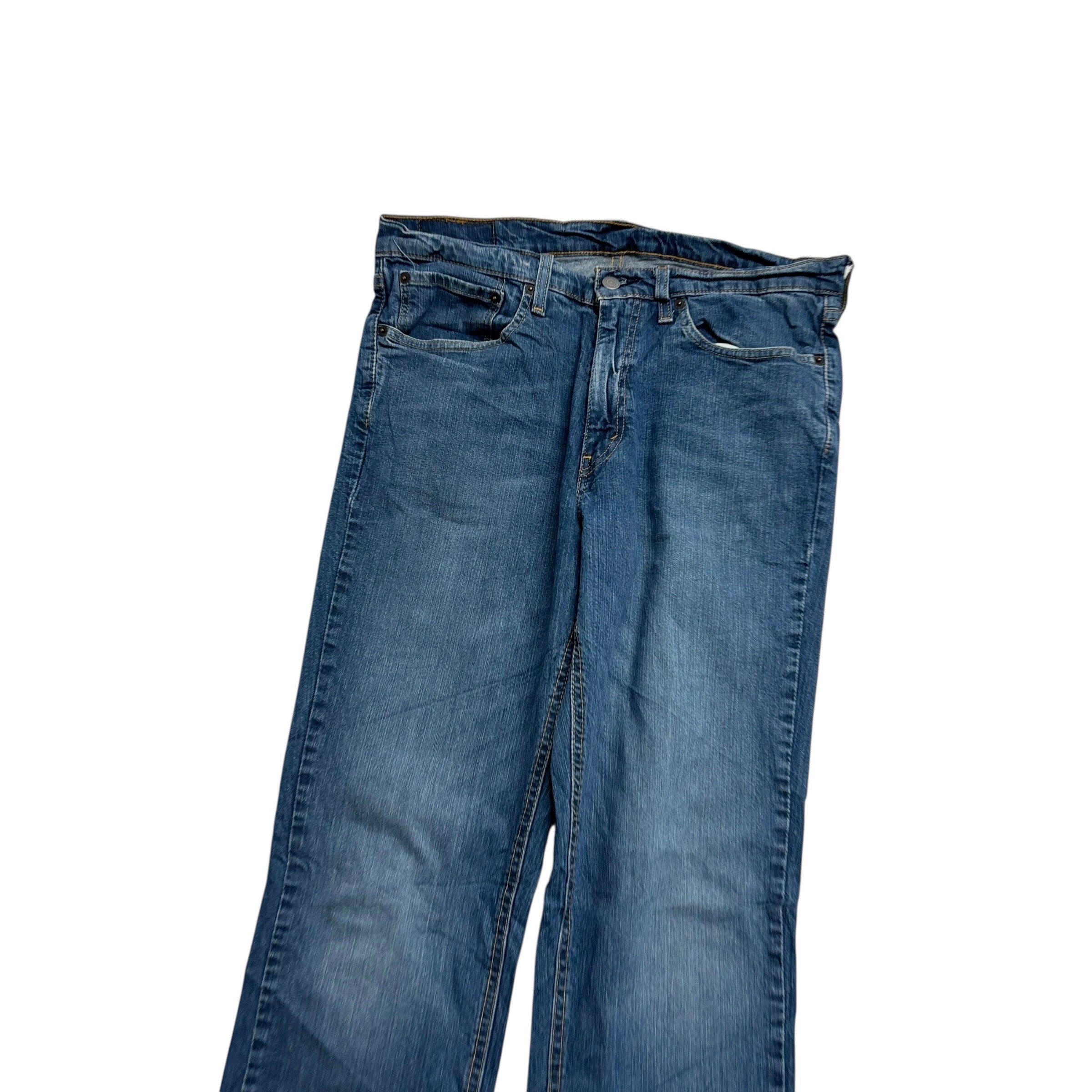 Levis 541 Jeans W34 L36 Mens Mid Blue Athletic Tapered Fit Stretch Denim (E)