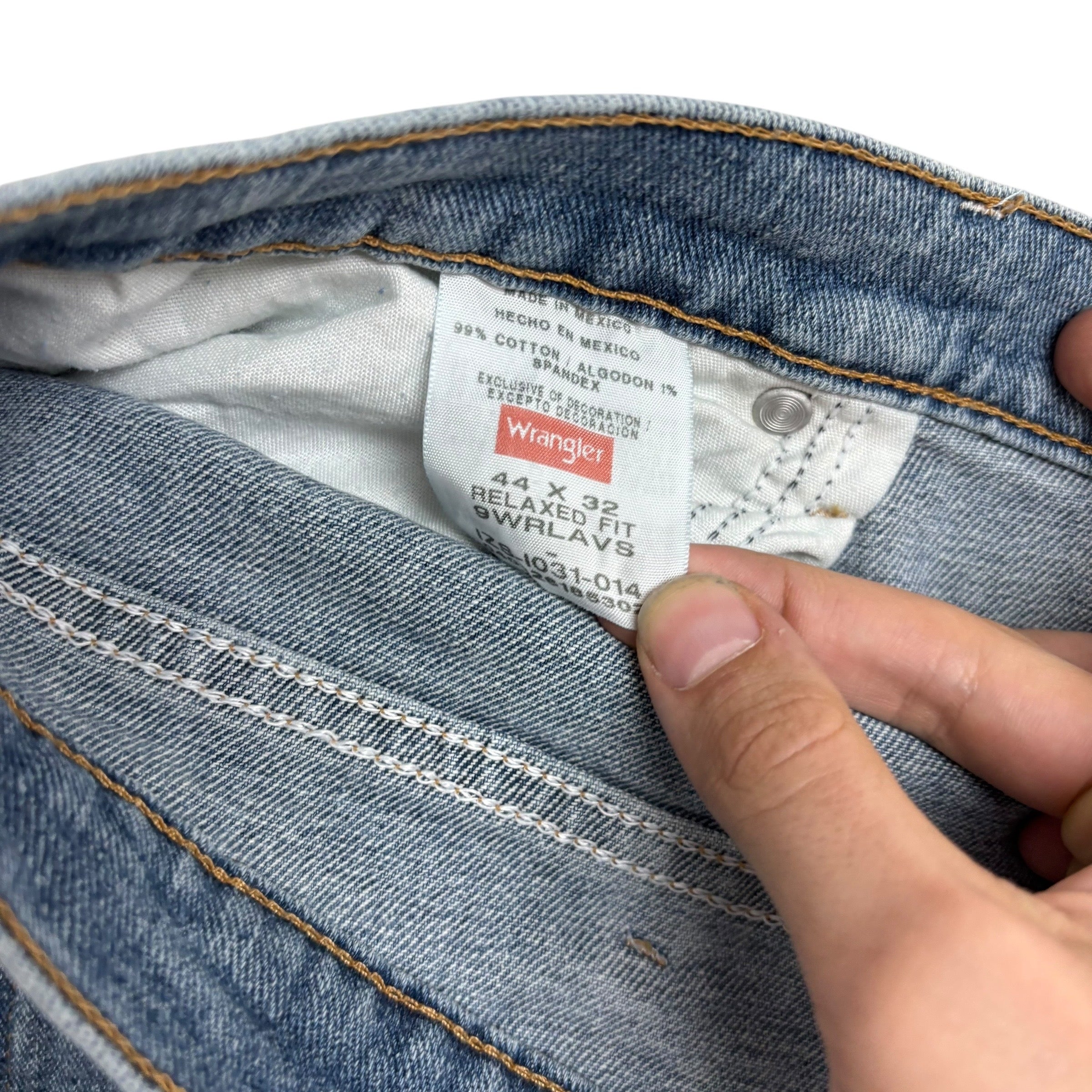 Wrangler Jeans W44 L32 Mens Light Blue Relaxed Straight Fit Stretch Denim (E)