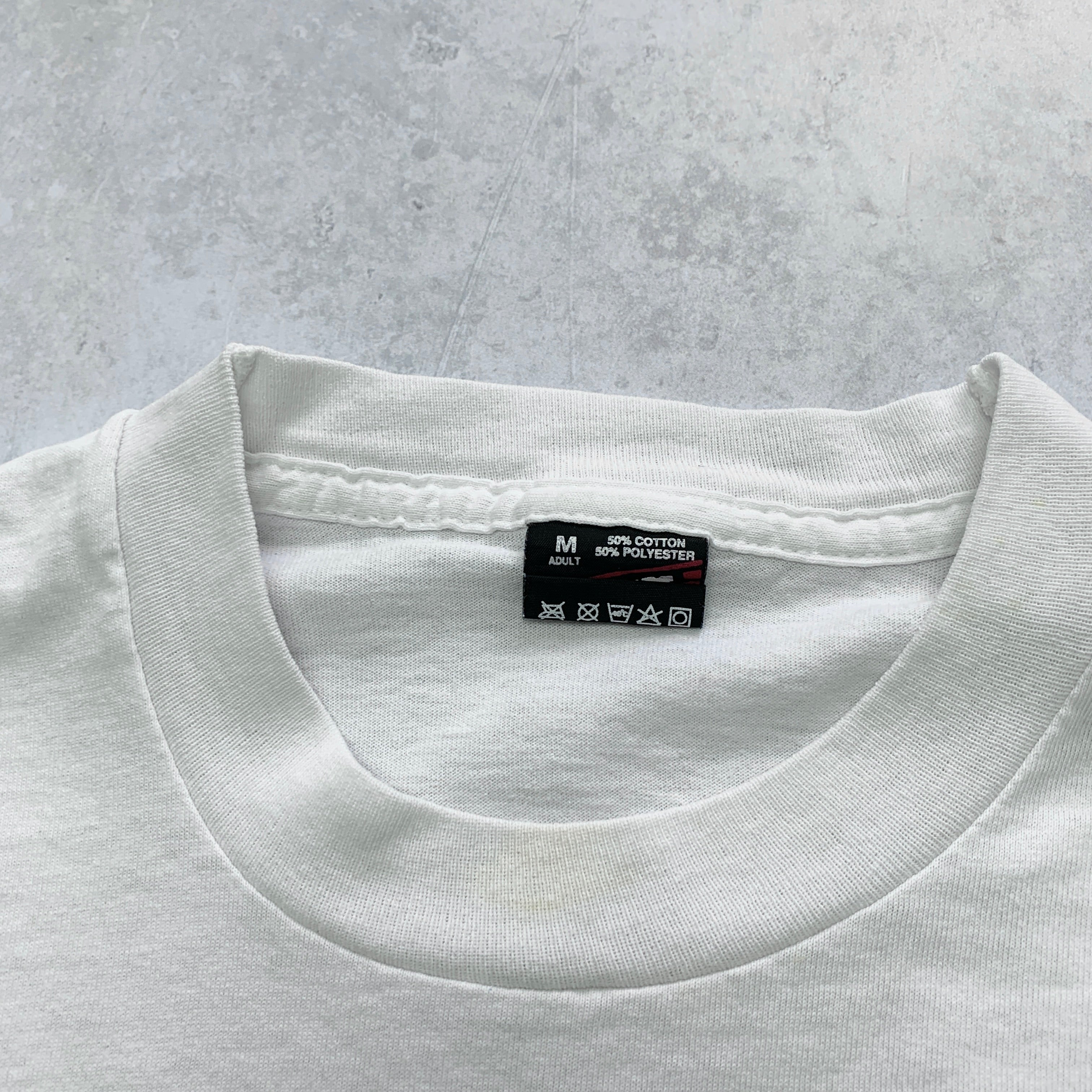 Vintage T Shirt Mens Medium White Single Stitch Graphic Print 90s USA