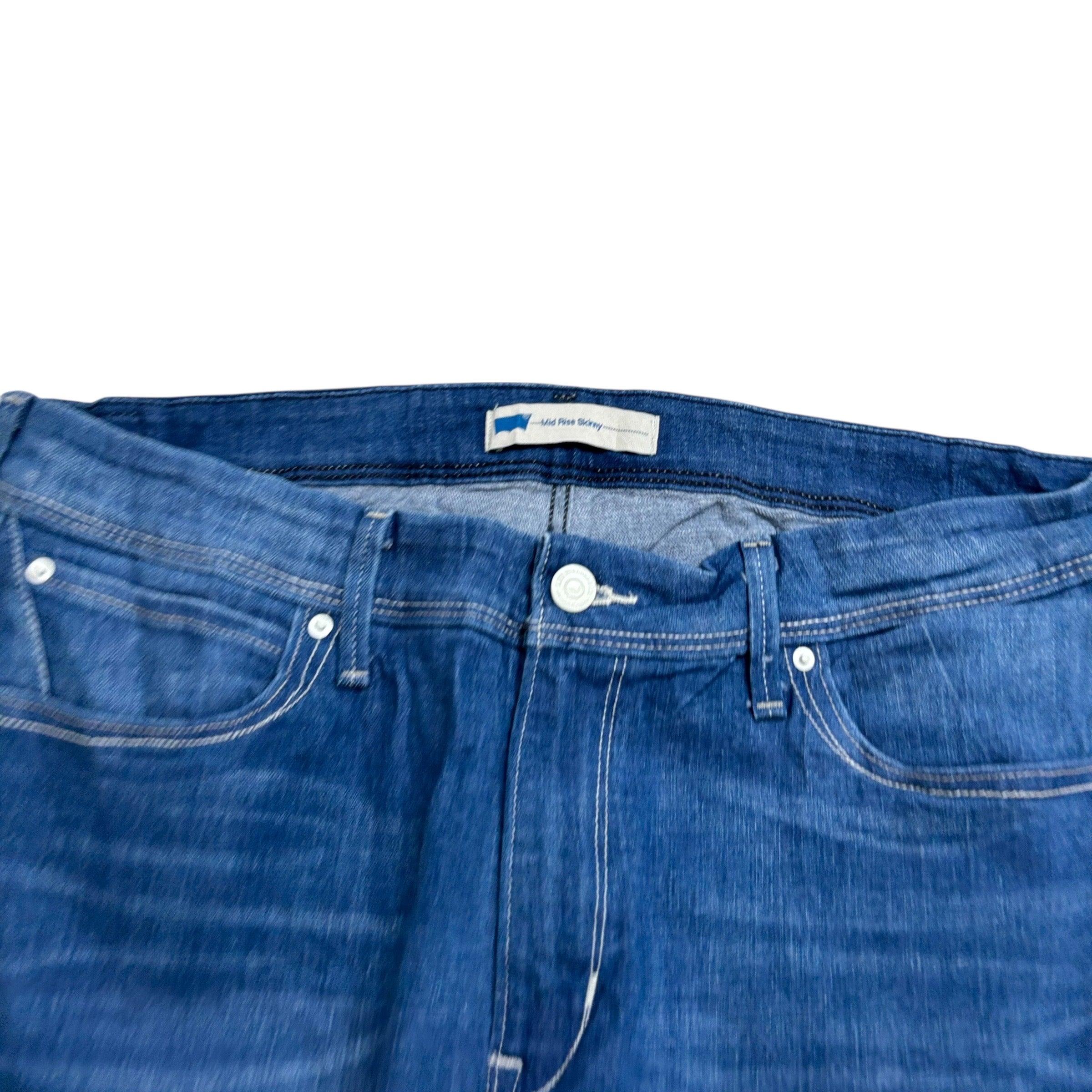 Levis Jeans W33 L25 Womens Mid Rise Skinny Fit Mid Blue Stretch Vintage (E)