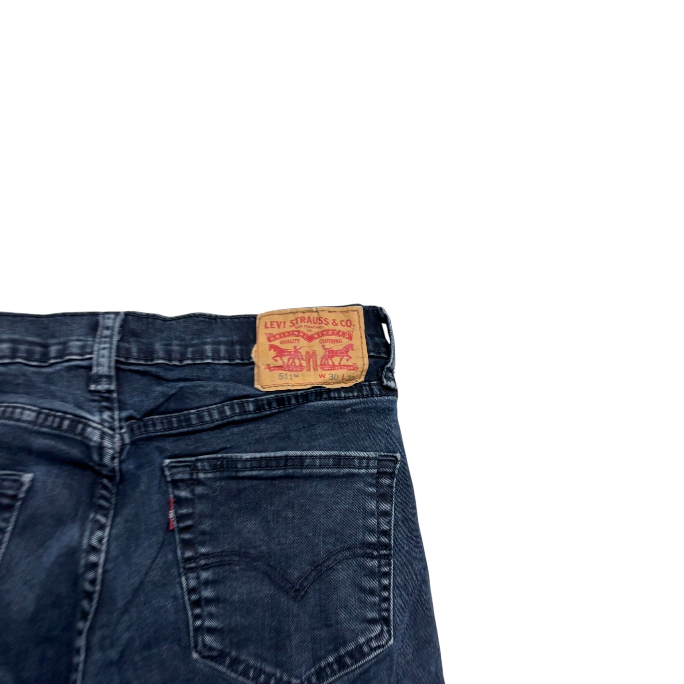 Levis 511 Jeans W30 L31 Mens Navy Blue Slim Fit Stretch Denim (E)