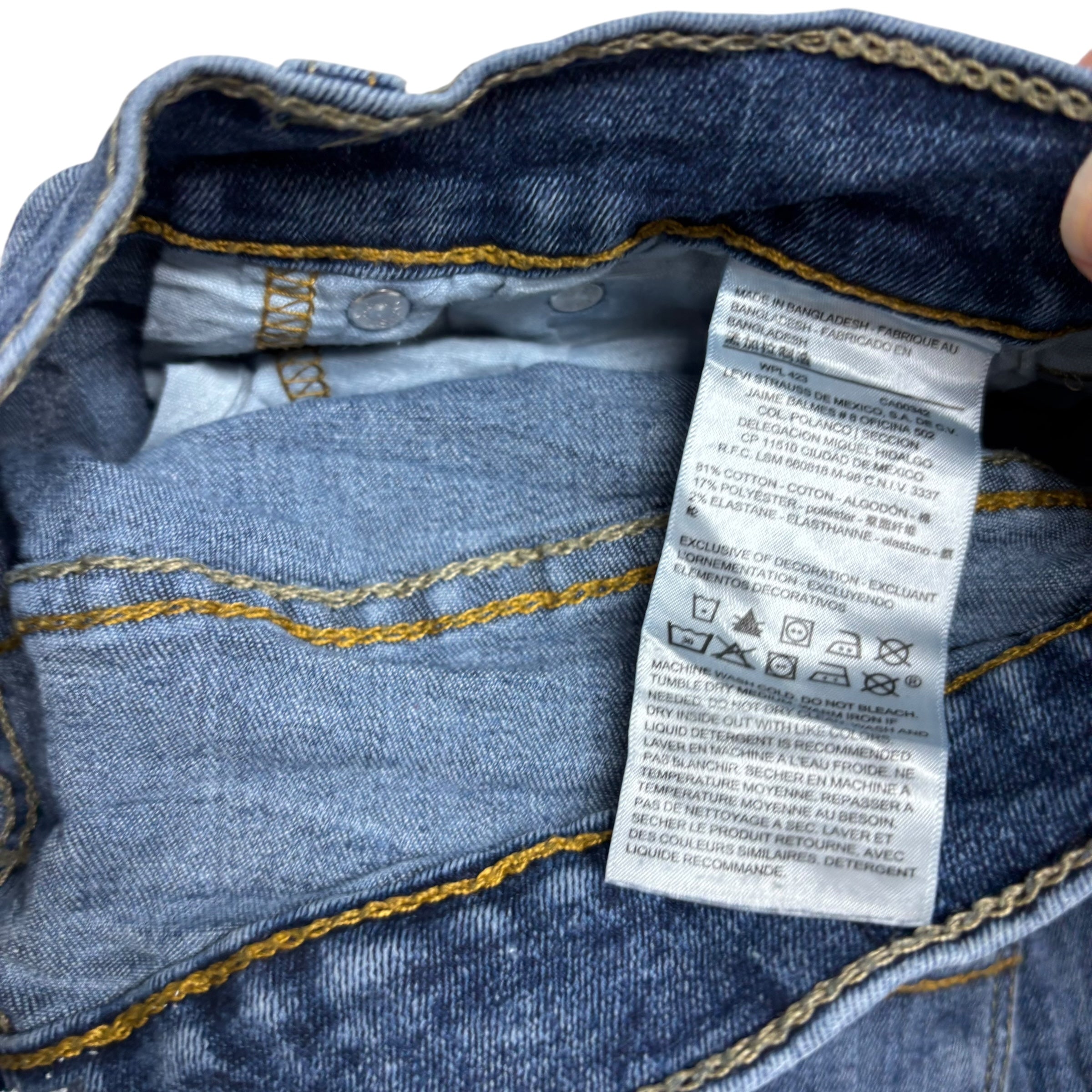 Levis 216 Denizen Jeans W33 L32 Mens Mid Blue Skinny Fit Stretch Denim (E)