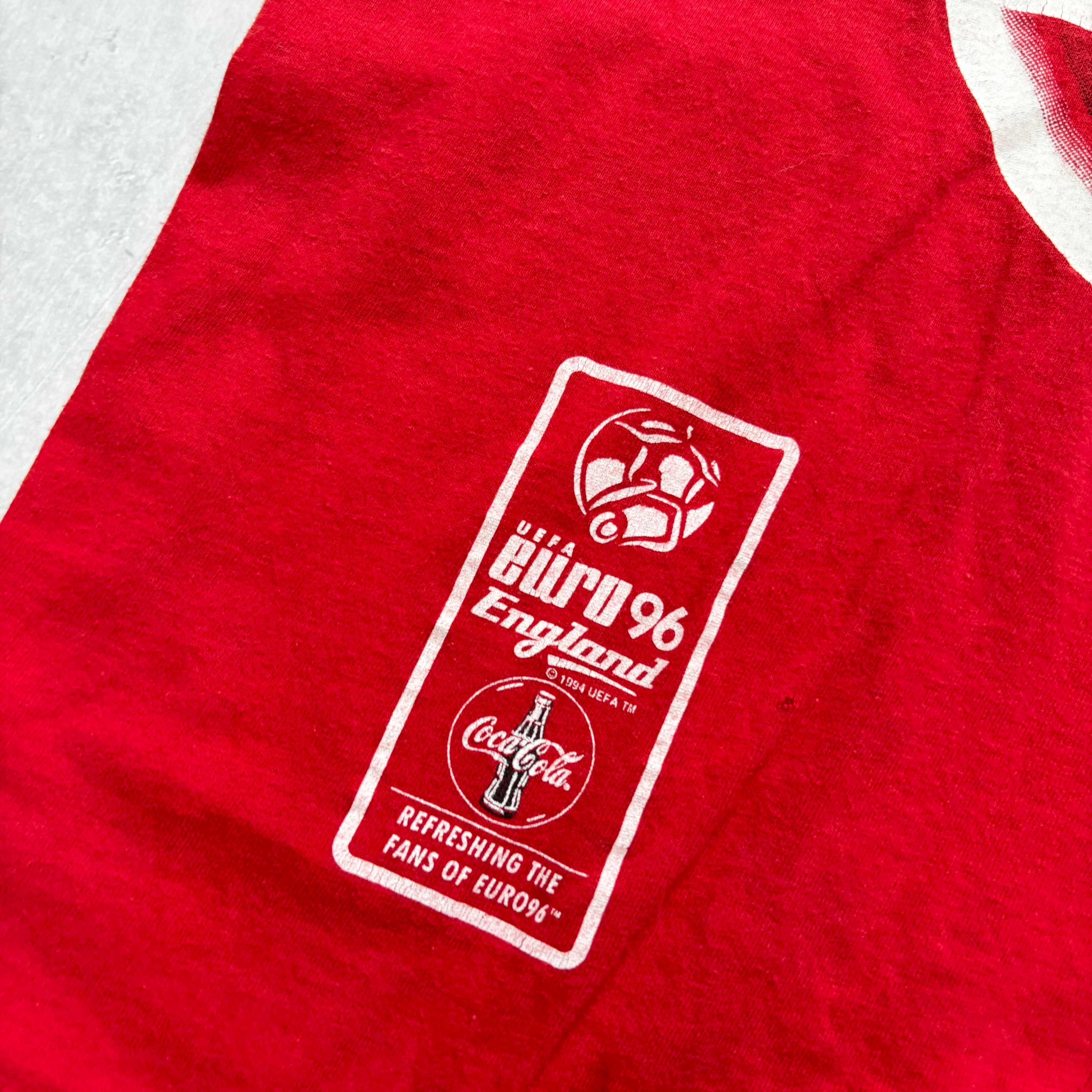 Vintage T Shirt Mens Medium Red Single Stitch Graphic Print 90s Euro 96