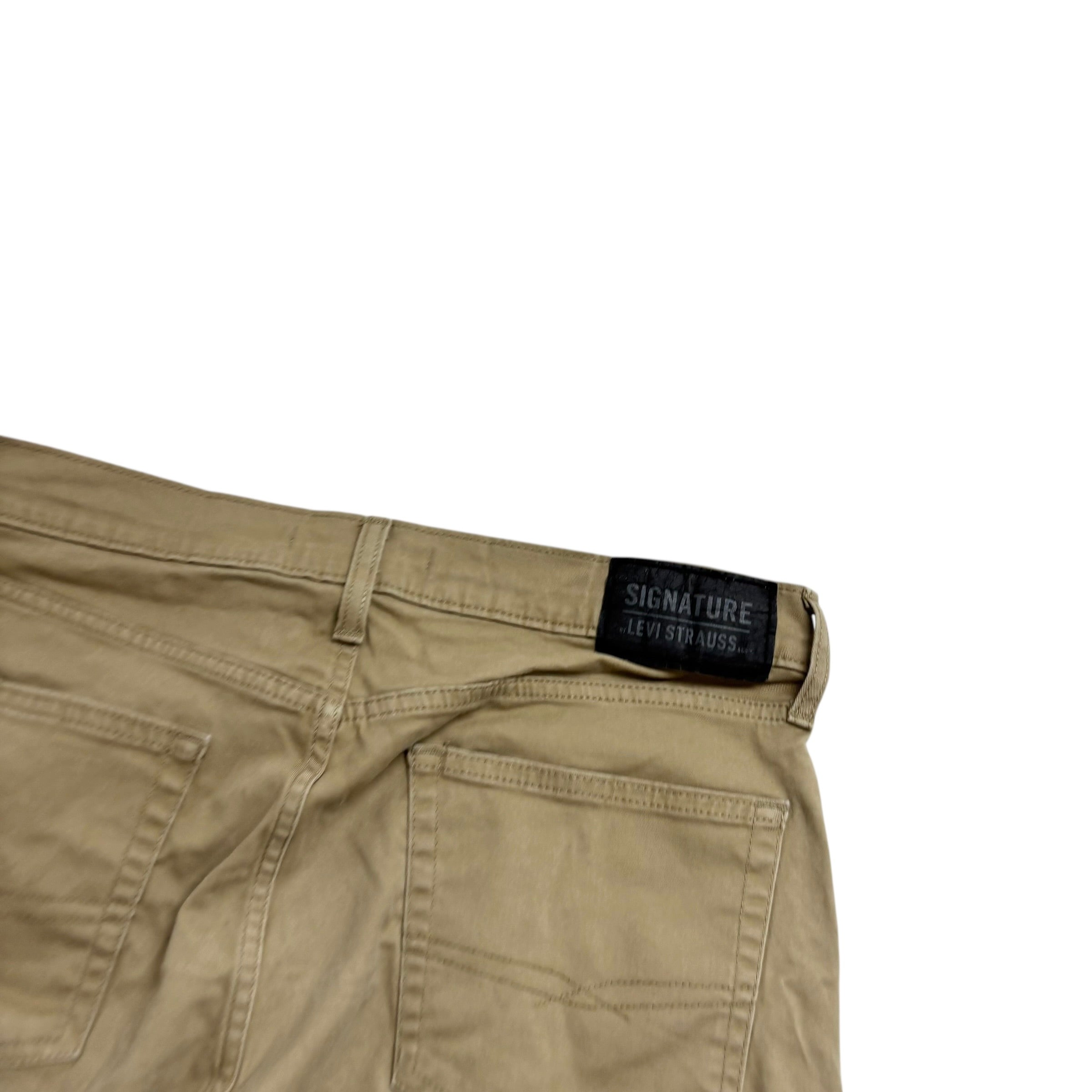 Levis Signature Trousers W34 L29 Mens Beige Athletic Straight Stretch Pants (E)