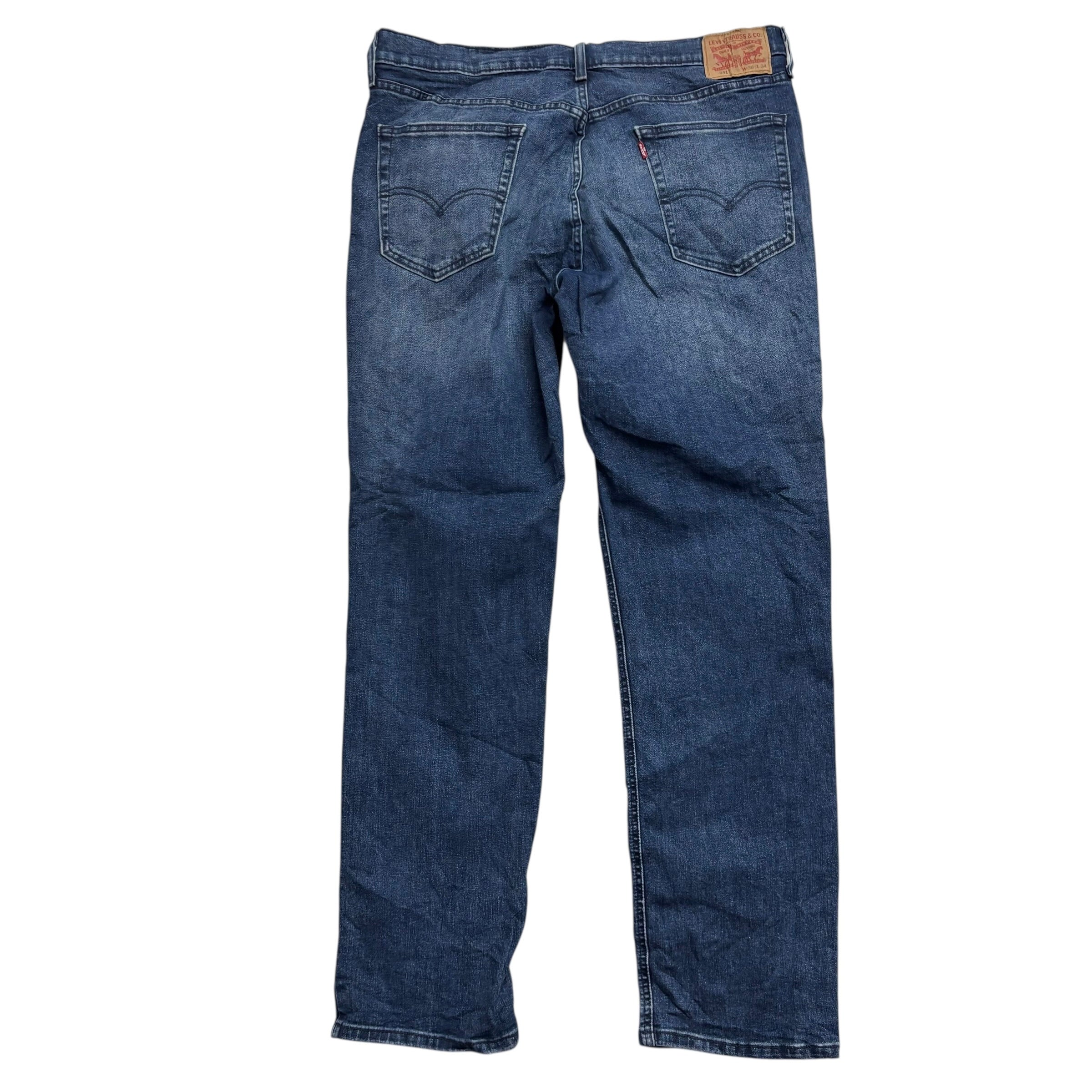 Levis 541 Jeans W36 L34 Mens Navy Blue Athletic Tapered Fit Stretch Denim