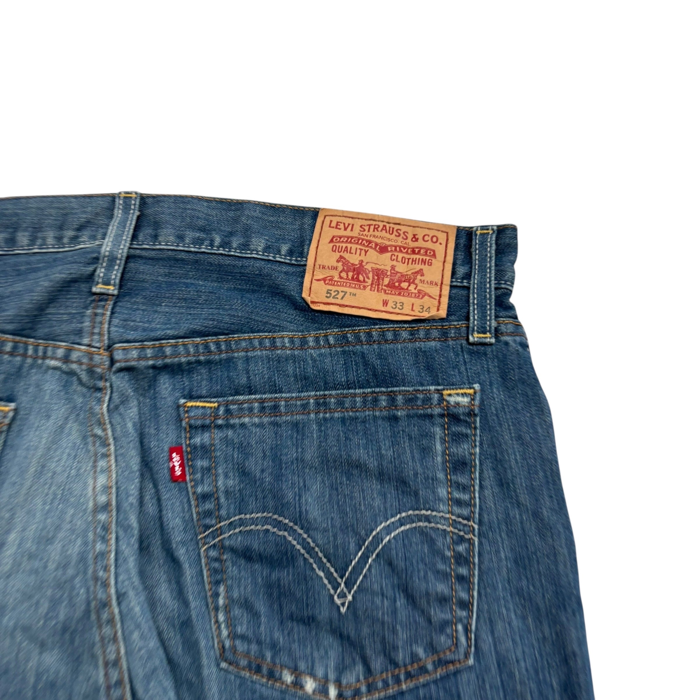 Levis 527 Jeans W33 L35 Mens Dark Blue Regular Bootcut Fit Vintage Denim (E)