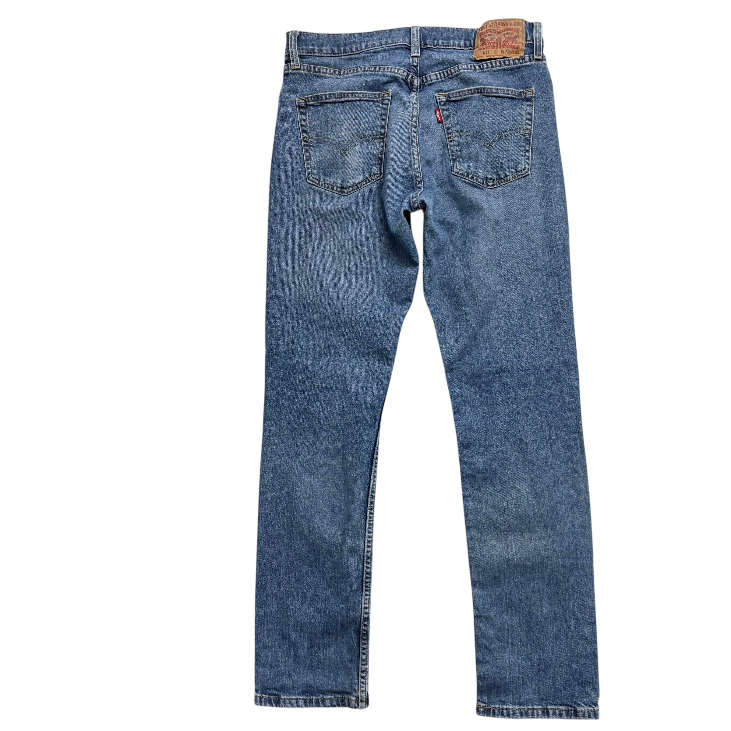 Levis 511 Jeans W32 L31 Mens Mid Blue Slim Fit Stretch Denim (F)