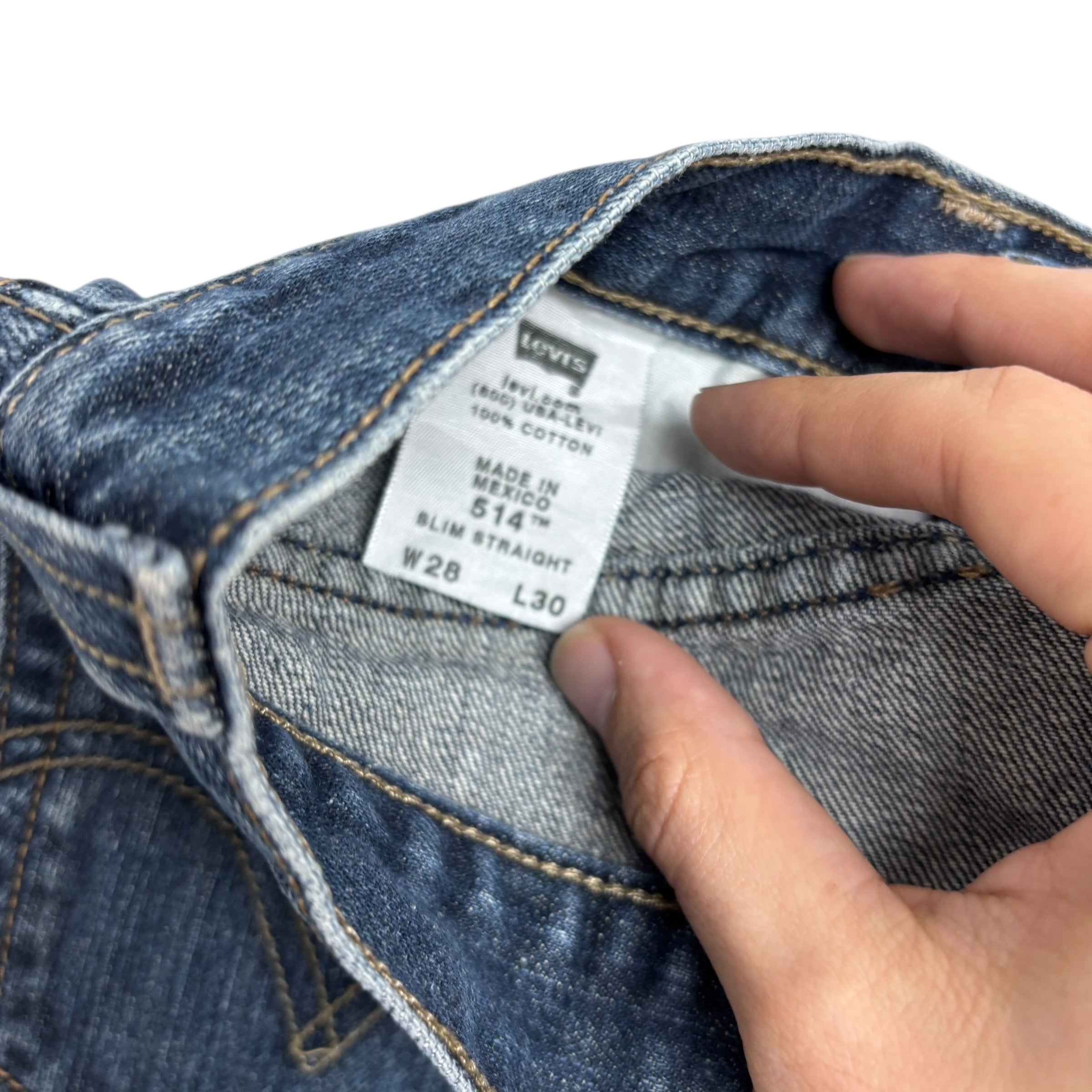 Levis 514 Jeans W28 L30 Mens Dark Blue Slim Straight Fit Vintage Denim (E)