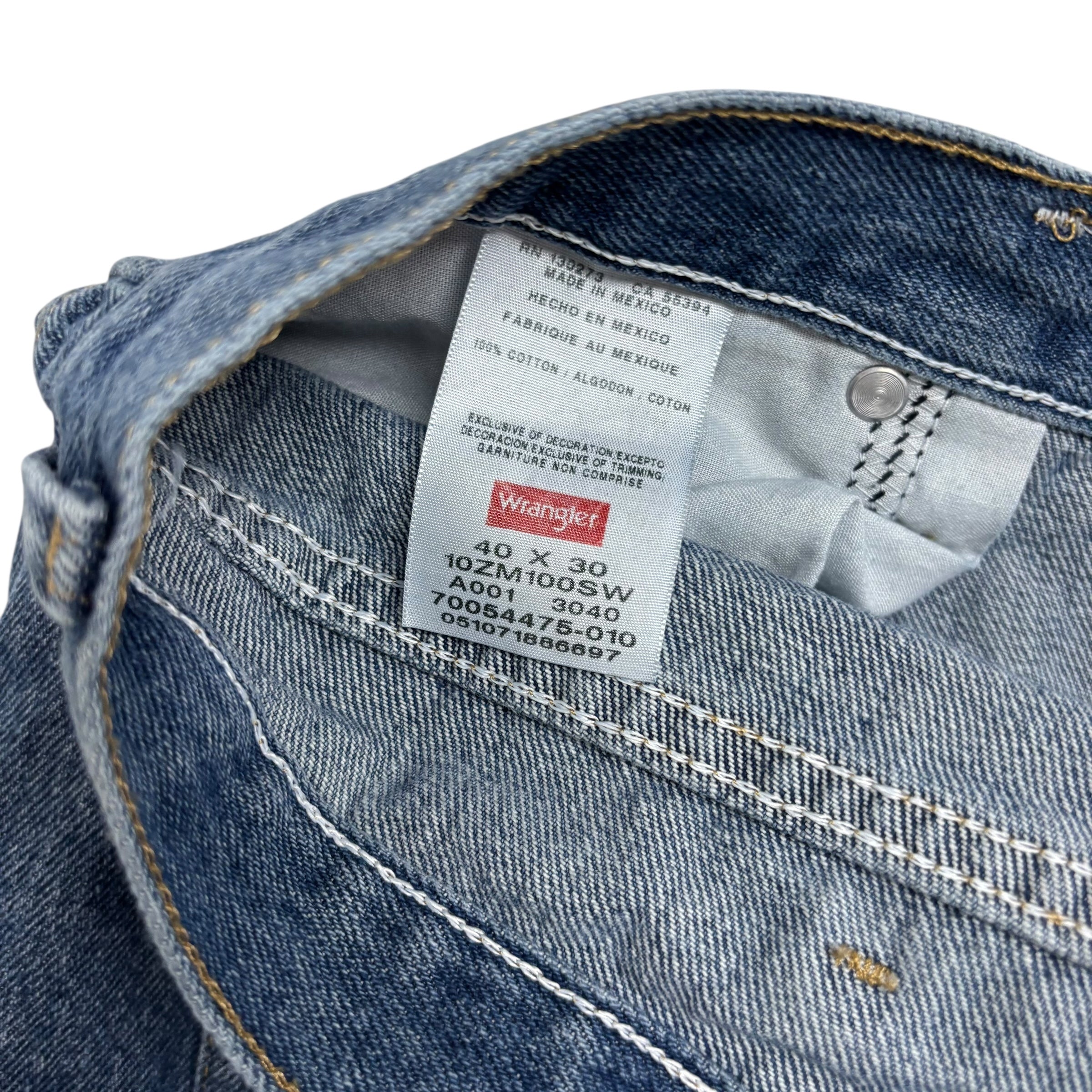 Wrangler Jeans W40 L30 Mens Mid Blue Regular Straight Fit Denim (E)