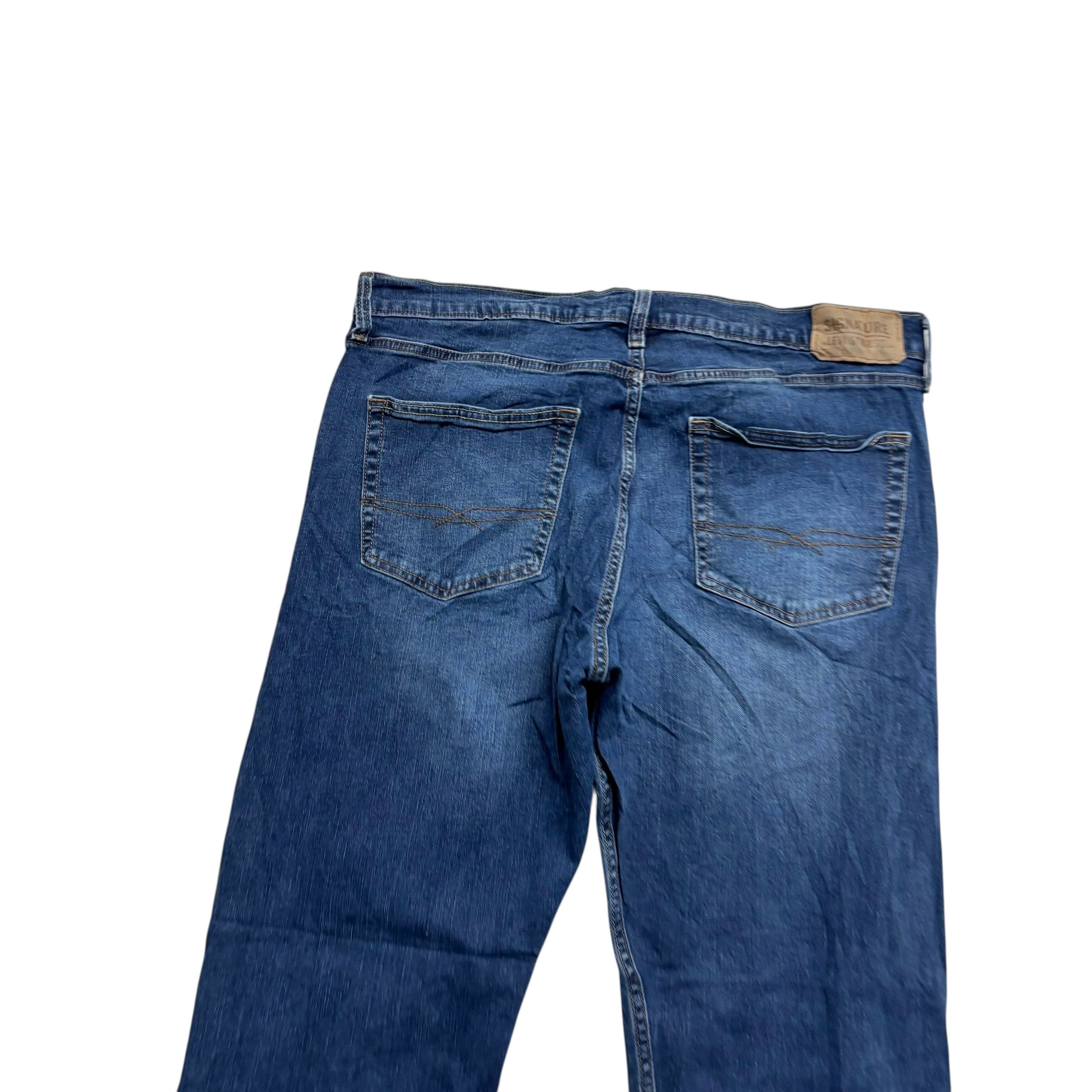 Levis Signature Jeans W36 L32 Mens Dark Blue Regular Straight Stretch Denim (E)