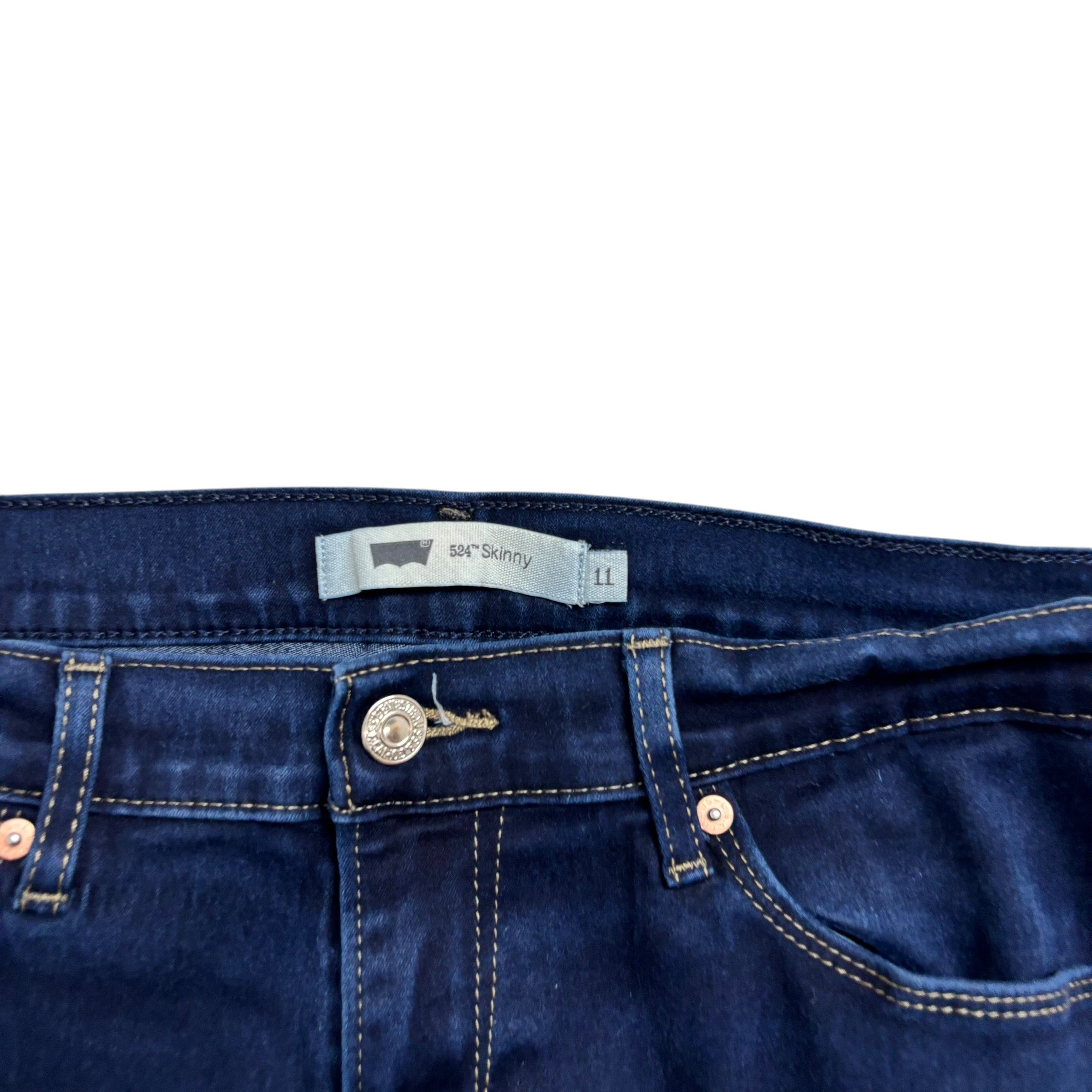 Levis 524 Jeans W30 L32 Womens Dark Blue Skinny Fit Stretch Denim (E)