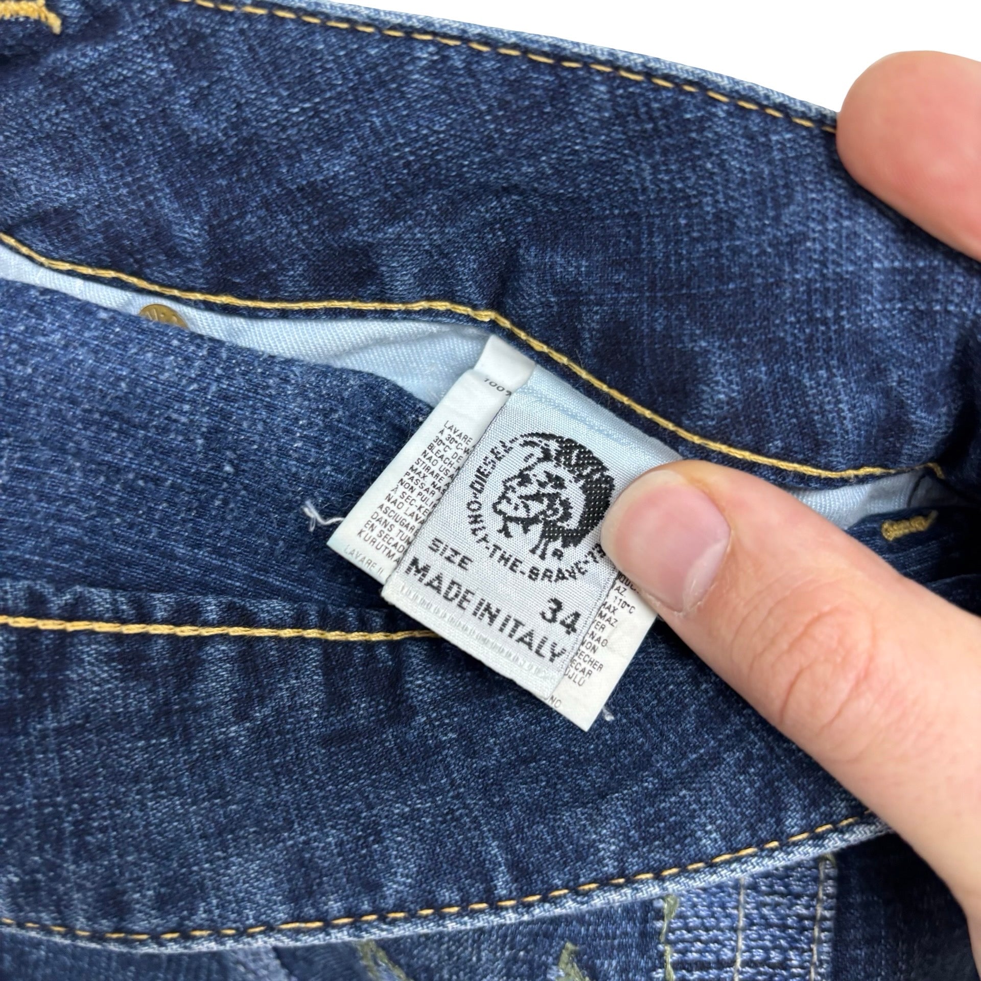 Diesel Rabox Jeans W34 L34 Mens Dark Blue Relaxed Straight Vintage Y2K