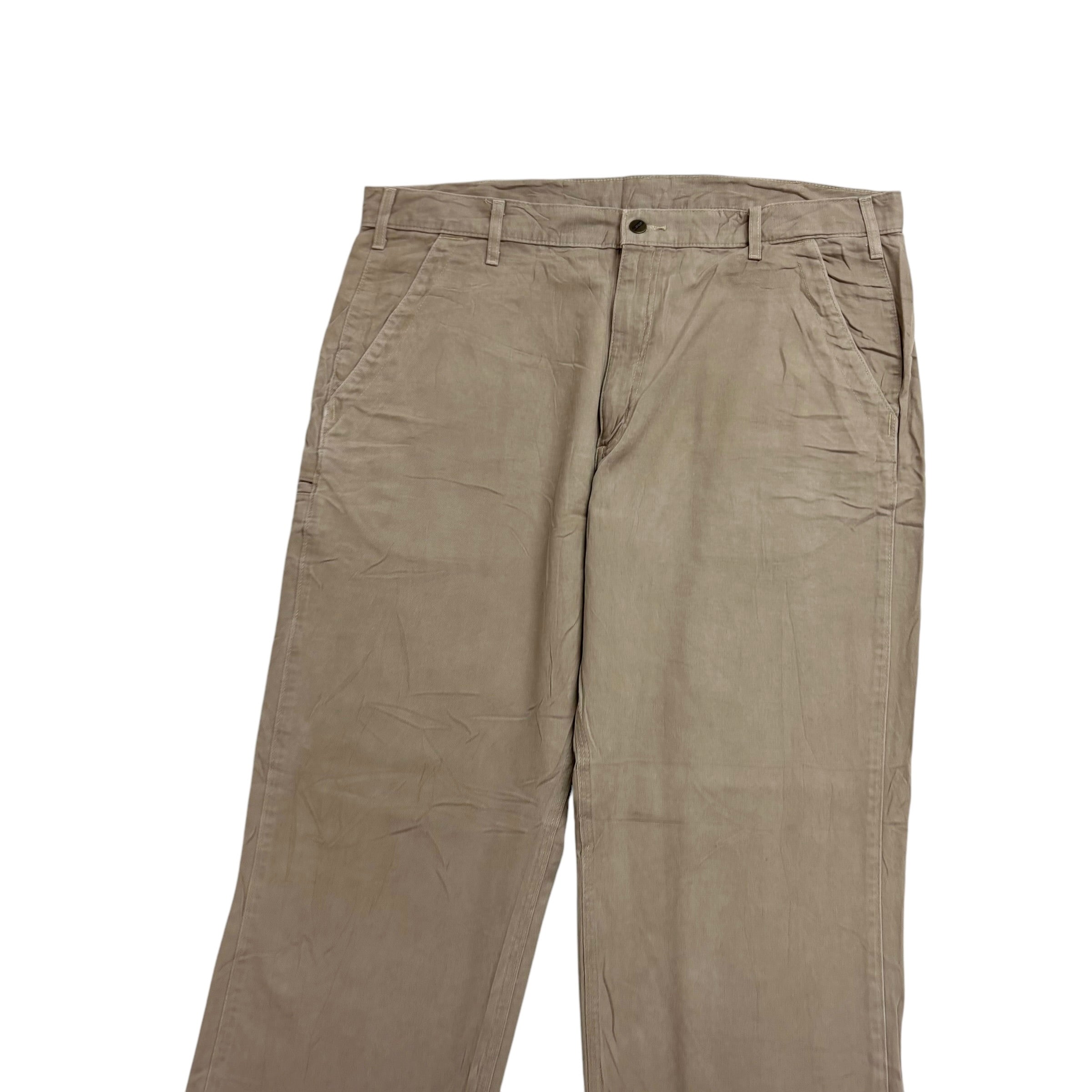 Carhartt Carpenter Pants W40 L30 Mens Beige Khaki Relaxed Baggy Fit Trousers (E)
