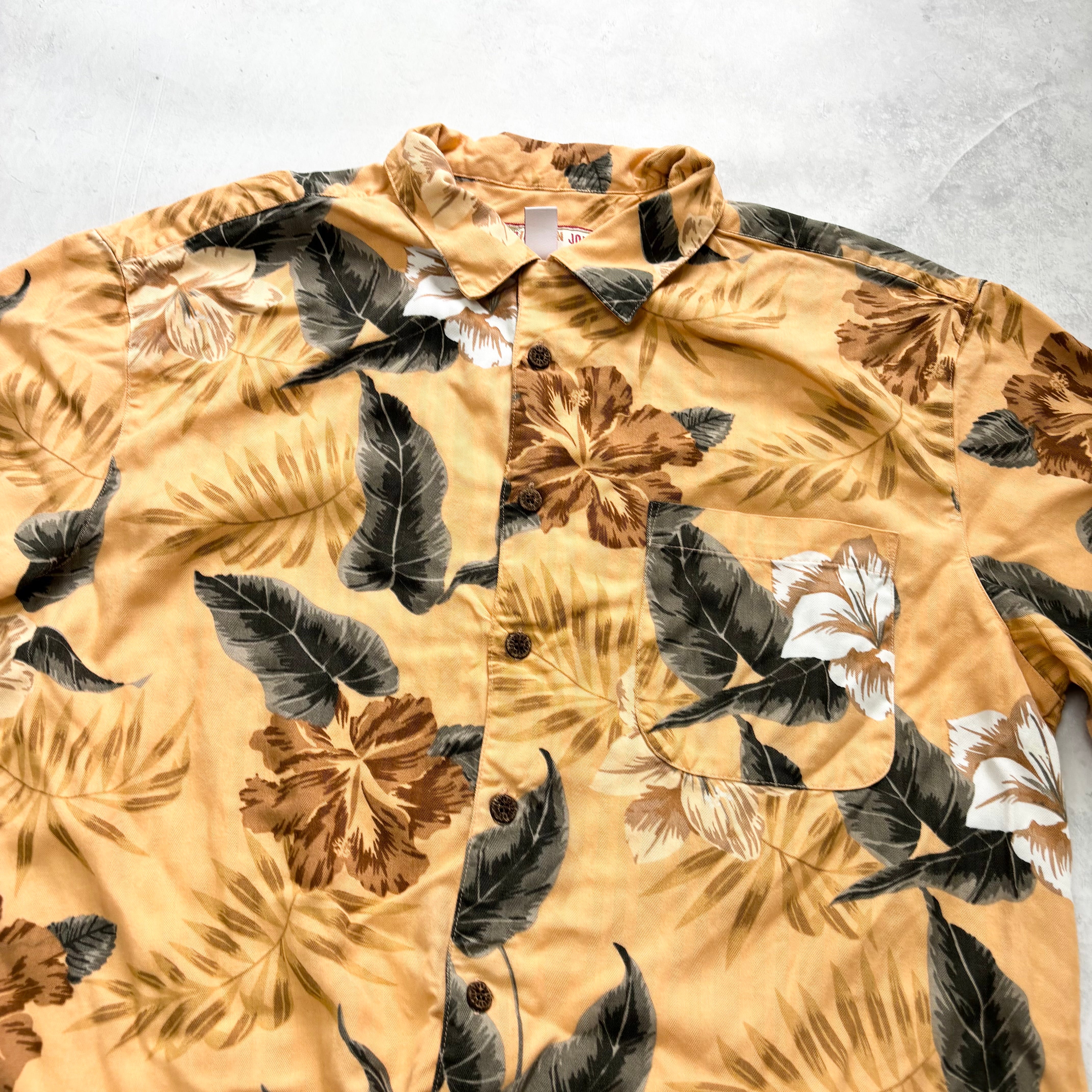 Vintage Hawaiian Shirt Mens Large Orange Floral Aloha Short Sleeve Rayon (E)