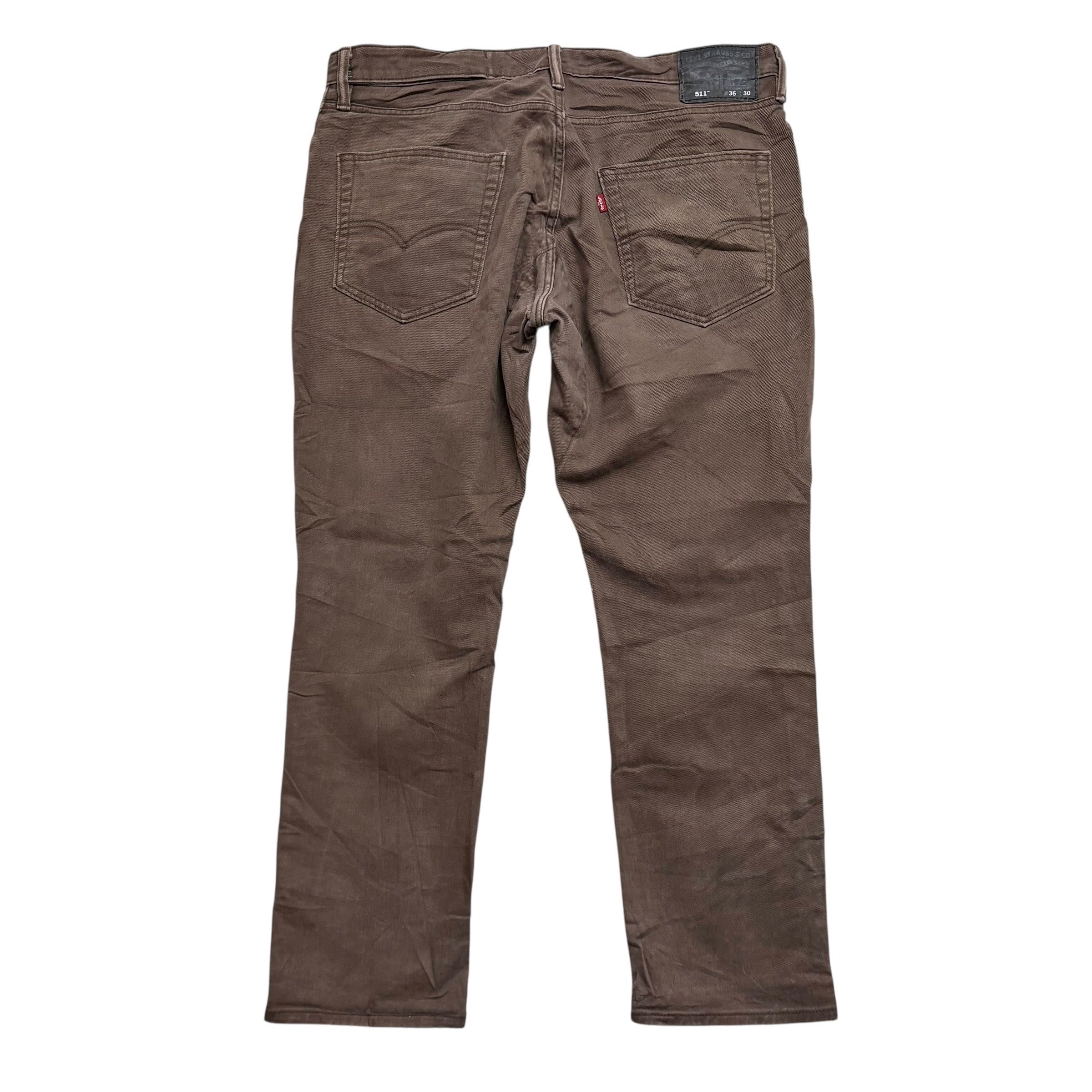 Levis 511 Commuter Jeans W36 L30 Mens Brown Slim Fit Stretch Denim