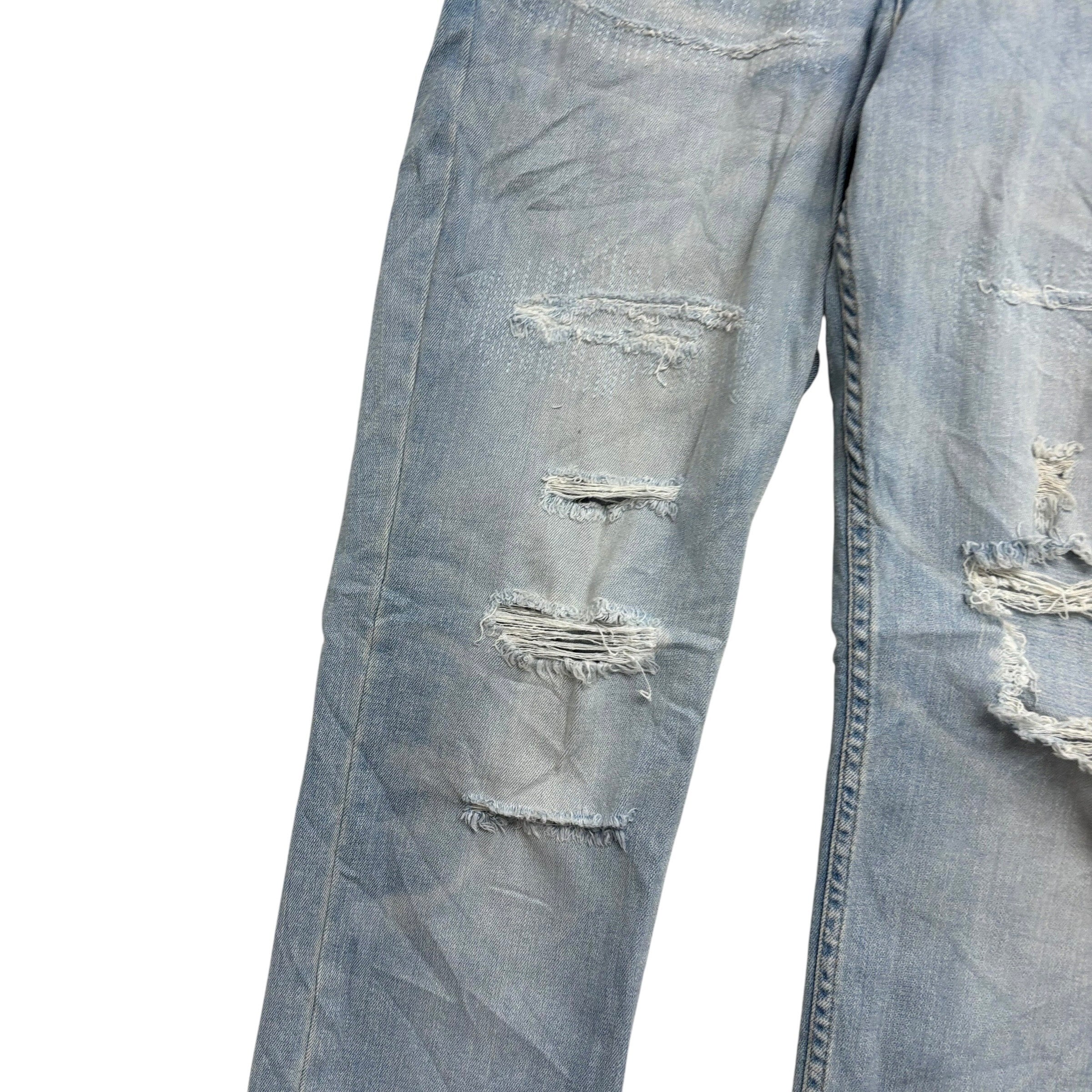 Levis 511 Distressed Jeans W32 L29 Mens Light Blue Slim Fit Stretch Denim