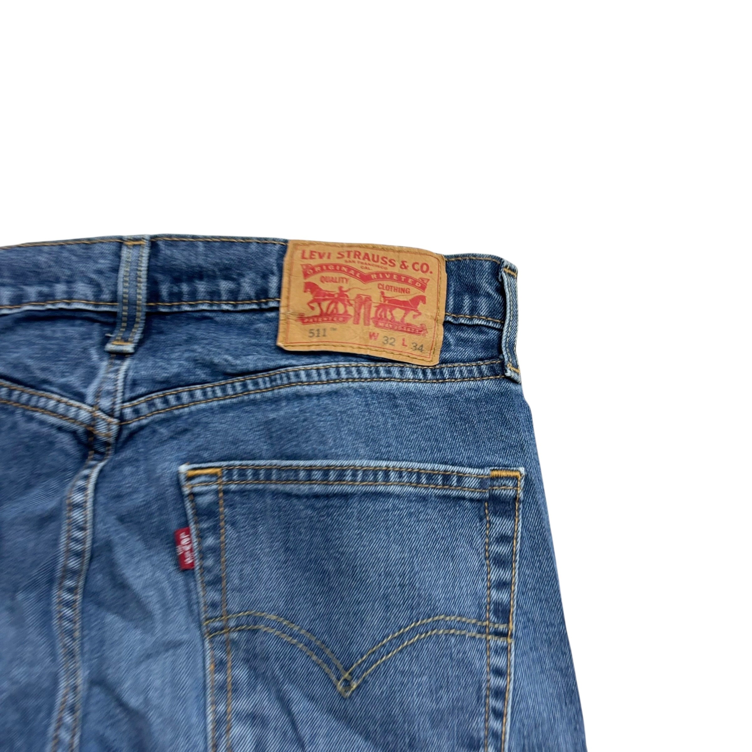 Levis 511 Jeans W32 L34 Mens Mid Blue Slim Fit Stretch Denim