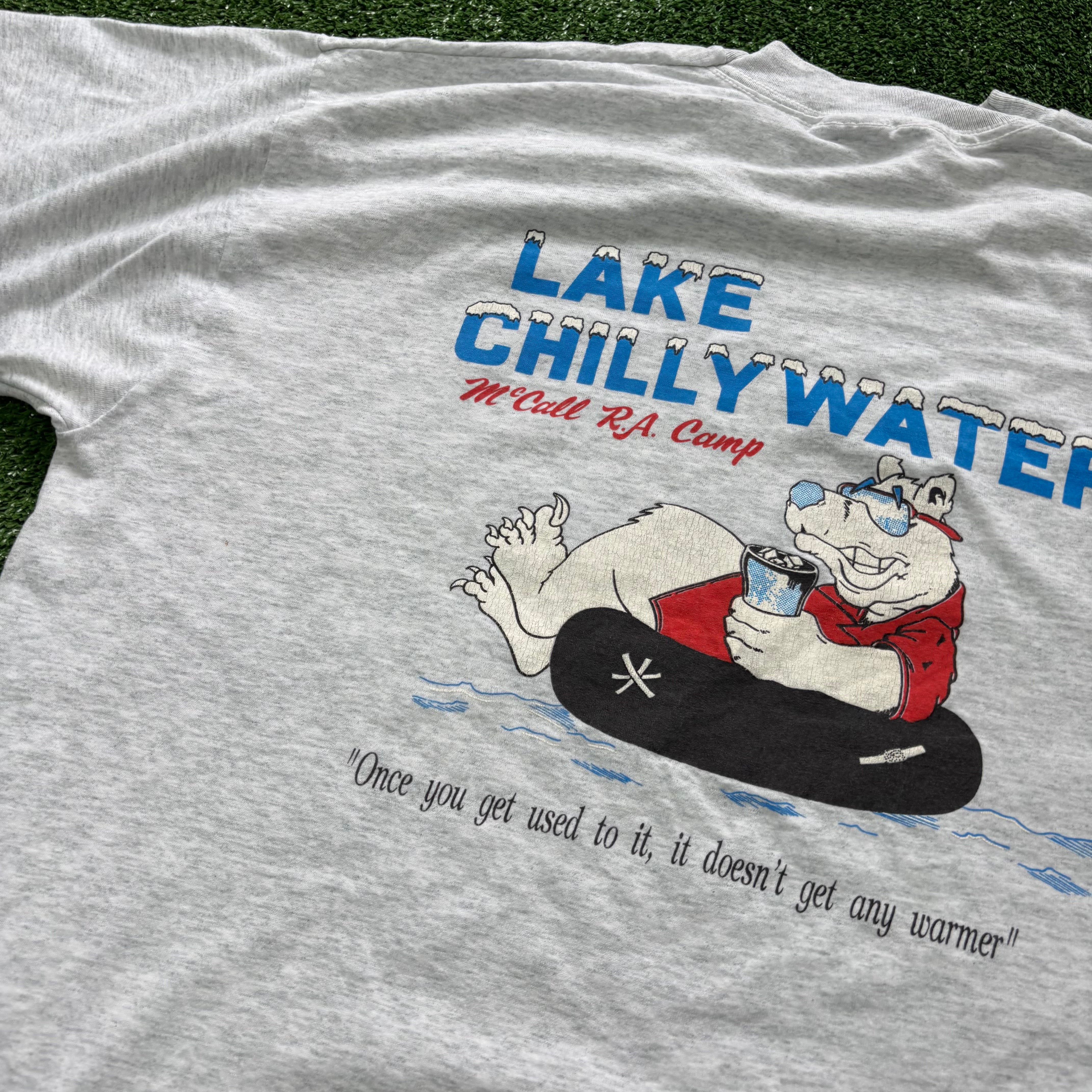 Vintage T Shirt Mens Large Grey Single Stitch Graphic Print 90s USA (F)