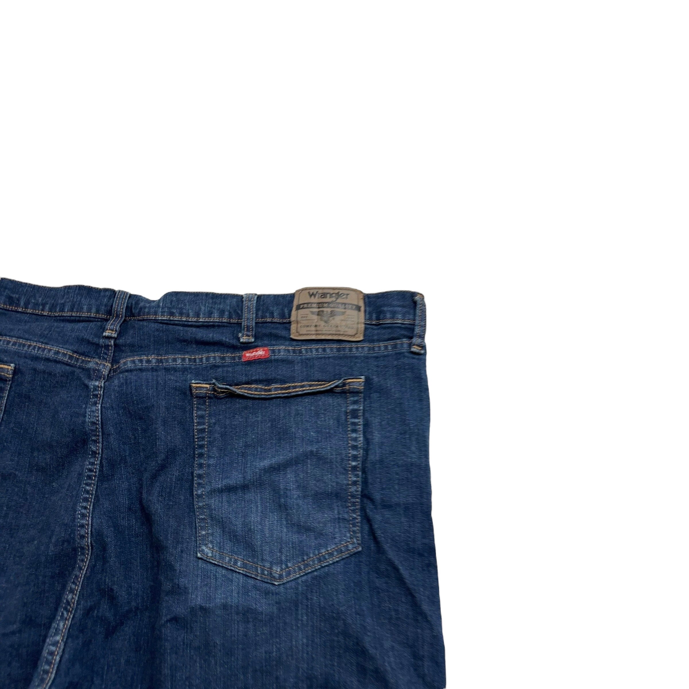 Wrangler Jeans W48 L30 Mens Dark Blue Relaxed Straight Fit Stretch Denim (E)