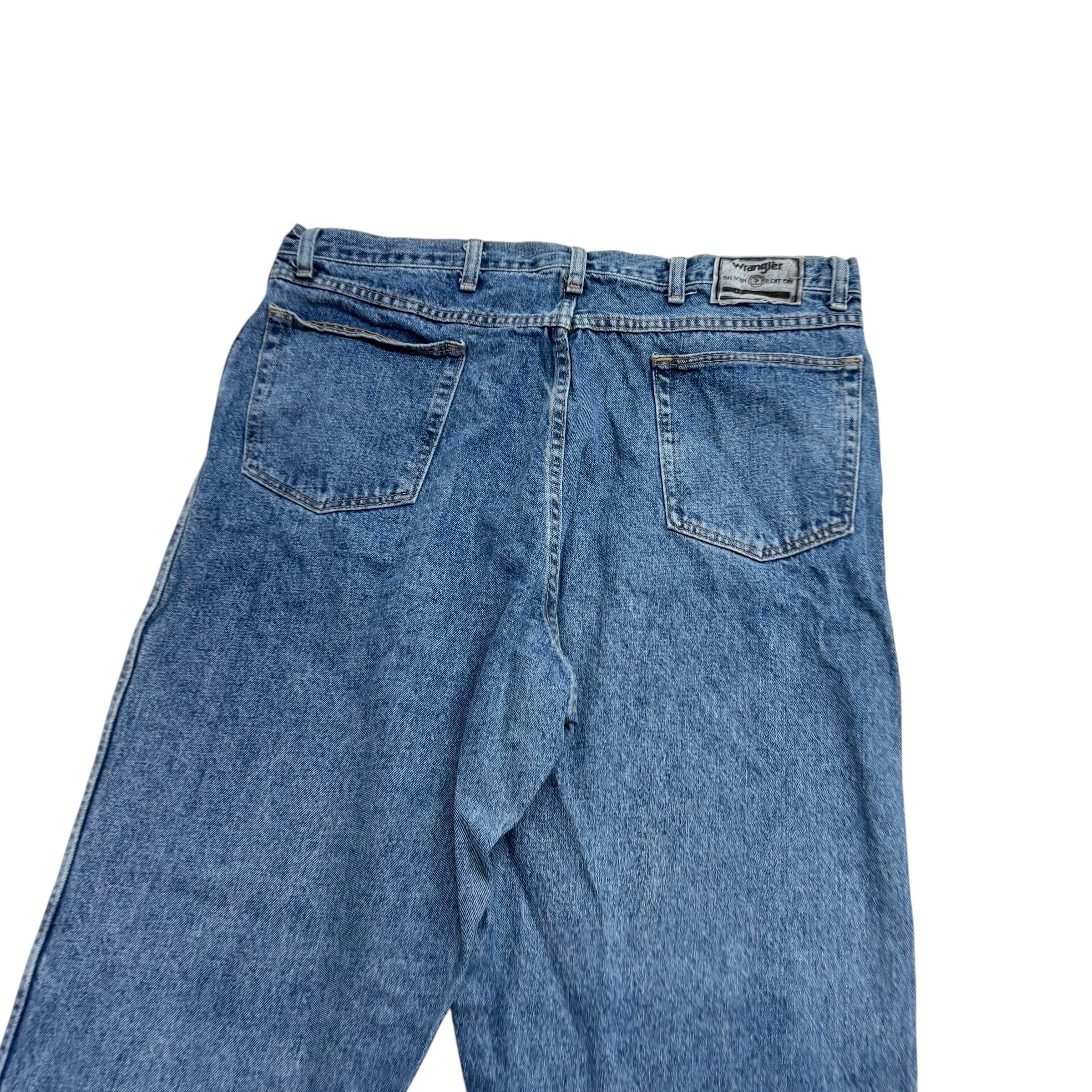 Wrangler Jeans W38 L32 Mens Mid Blue Relaxed Straight Fit Vintage 90s Denim