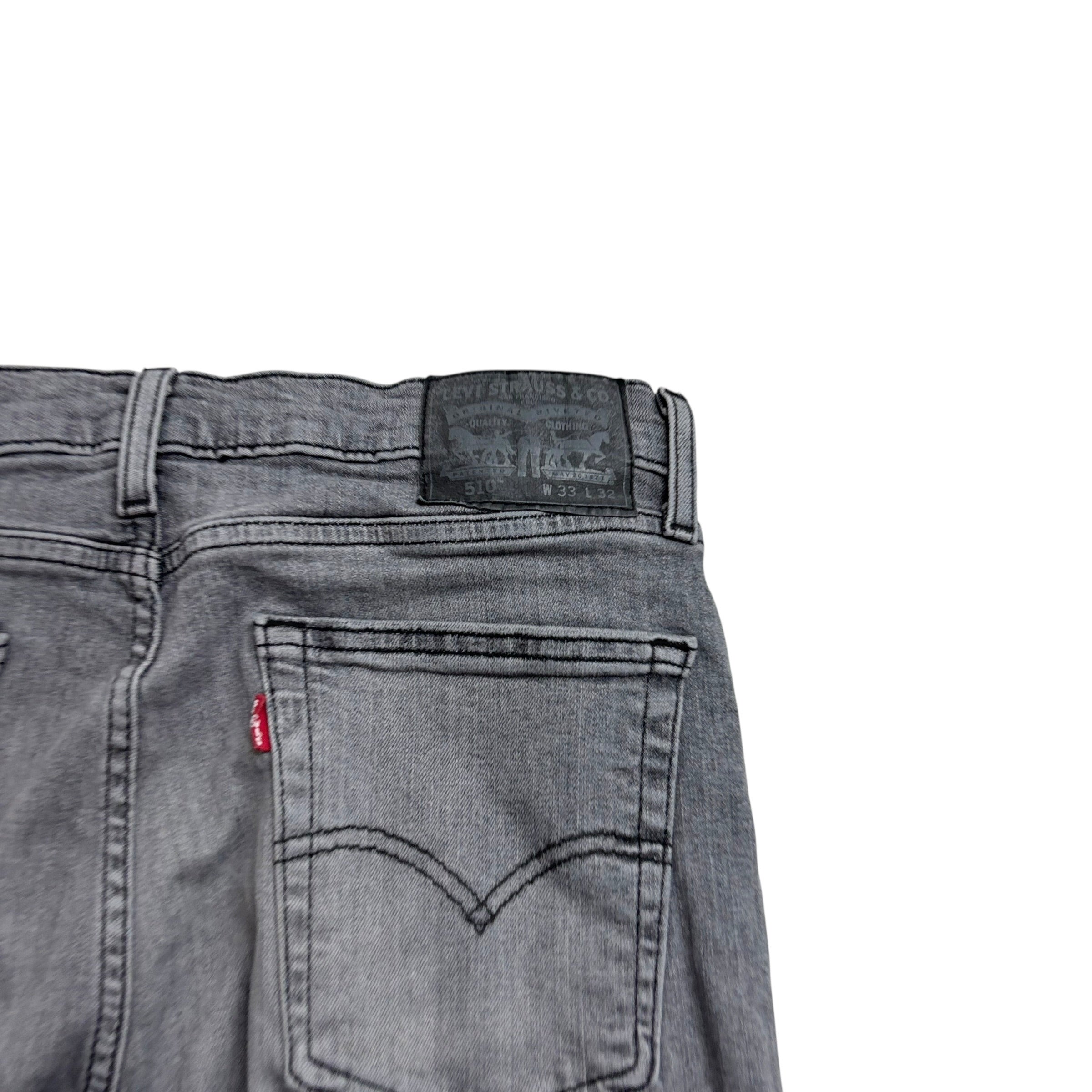 Levis 510 Jeans W32 L32 Mens Grey Skinny Fit Stretch Denim (E)