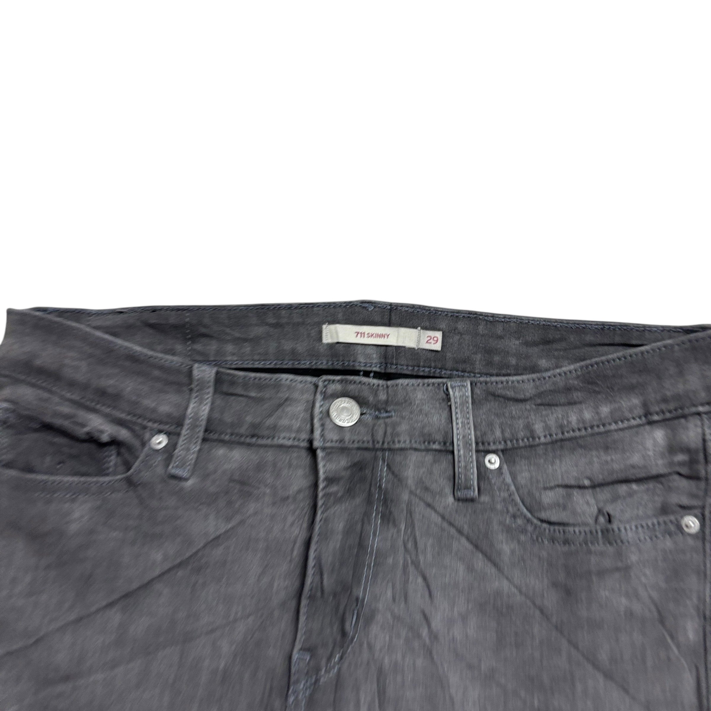 Levis 711 Jeans W29 L29 Womens Skinny Fit Grey Stretch Denim (E)