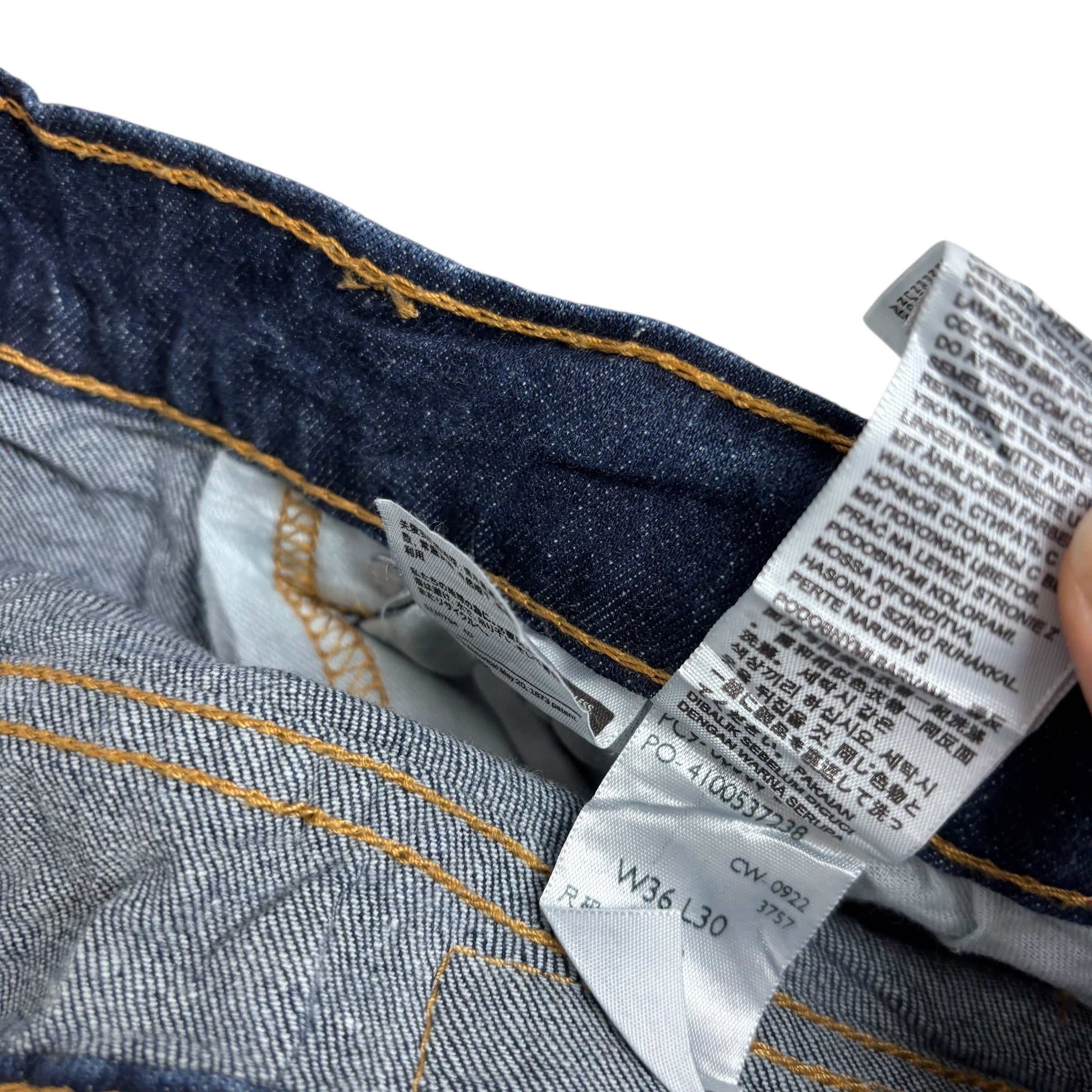 Levis 505 Jeans W36 L30 Mens Dark Blue Regular Straight Fit Stretch Denim (E)