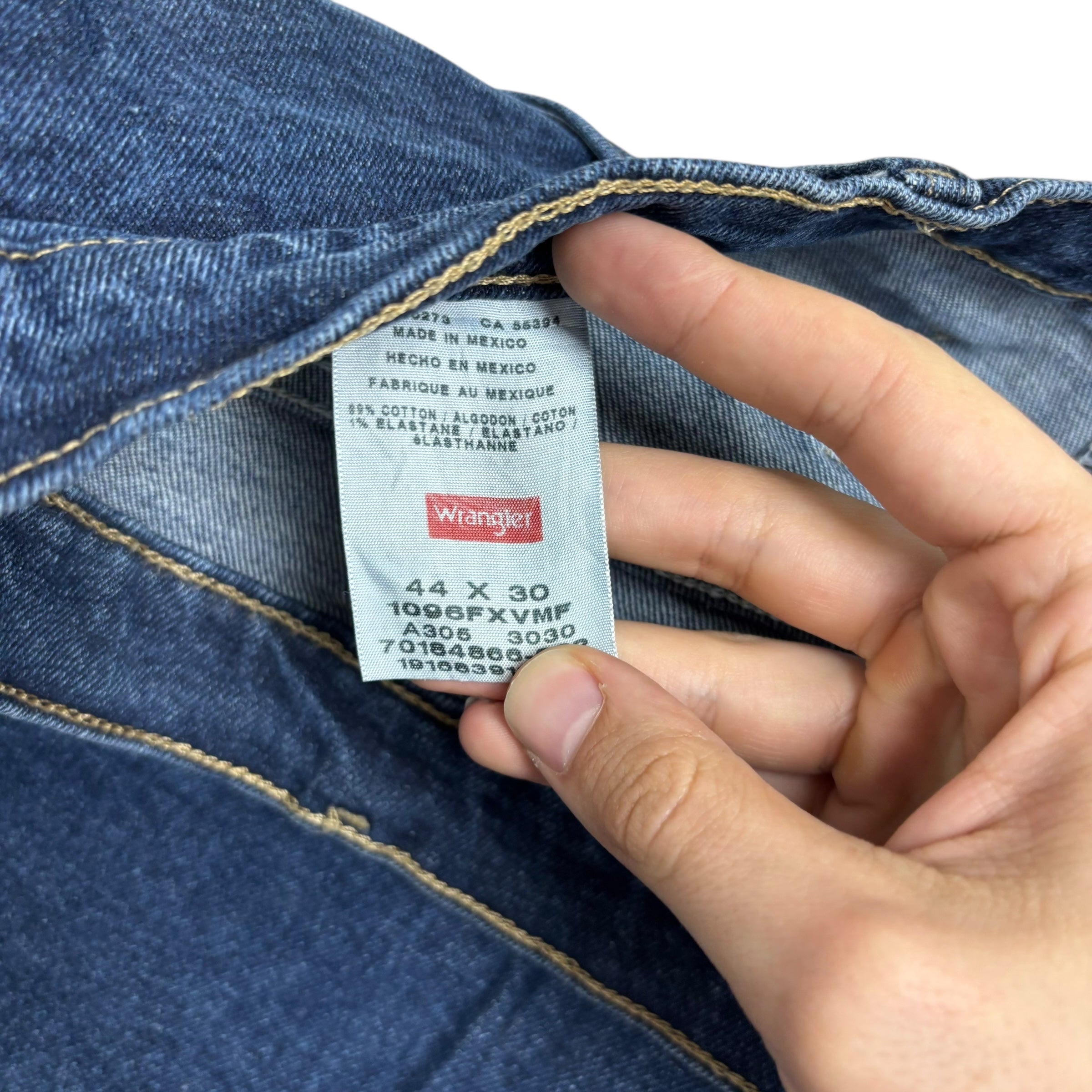 Wrangler Jeans W44 L30 Mens Dark Blue Regular Straight Fit Stretch Denim (E)