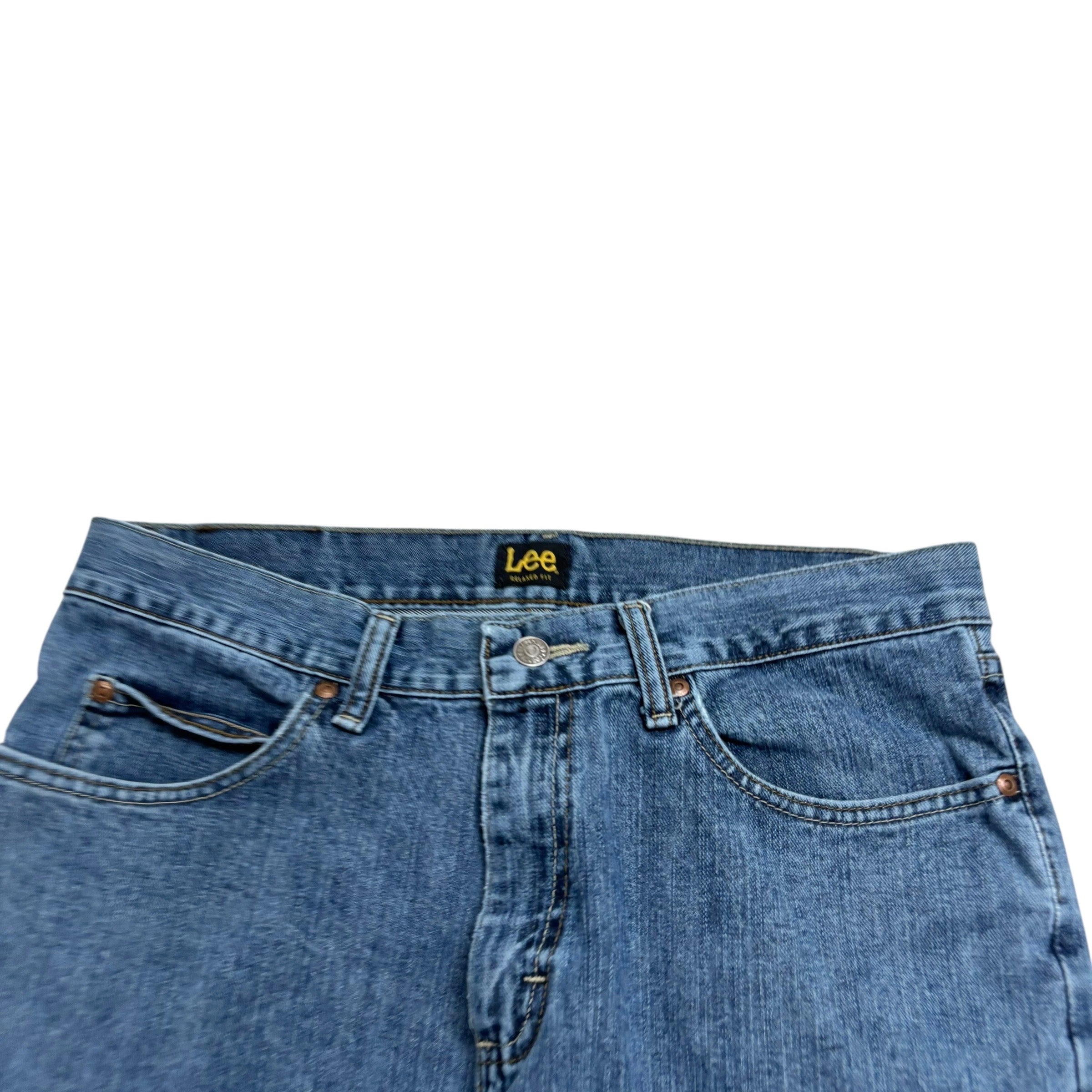 Lee Jeans W33 L32 Mens Mid Blue Baggy Relaxed Straight Fit Denim