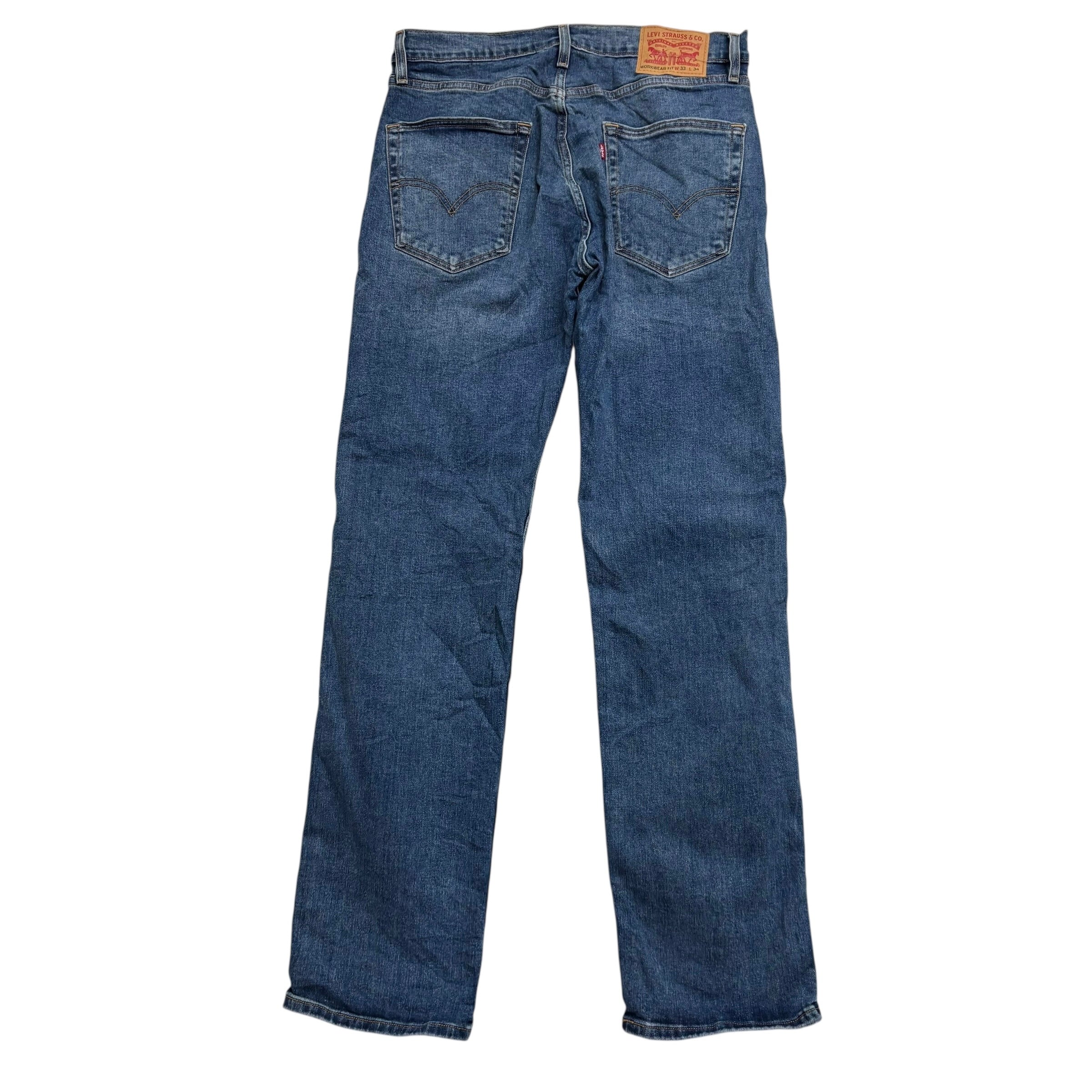 Levis Workwear Jeans W33 L34 Mens Mid Blue Regular Straight Stretch Denim (E)