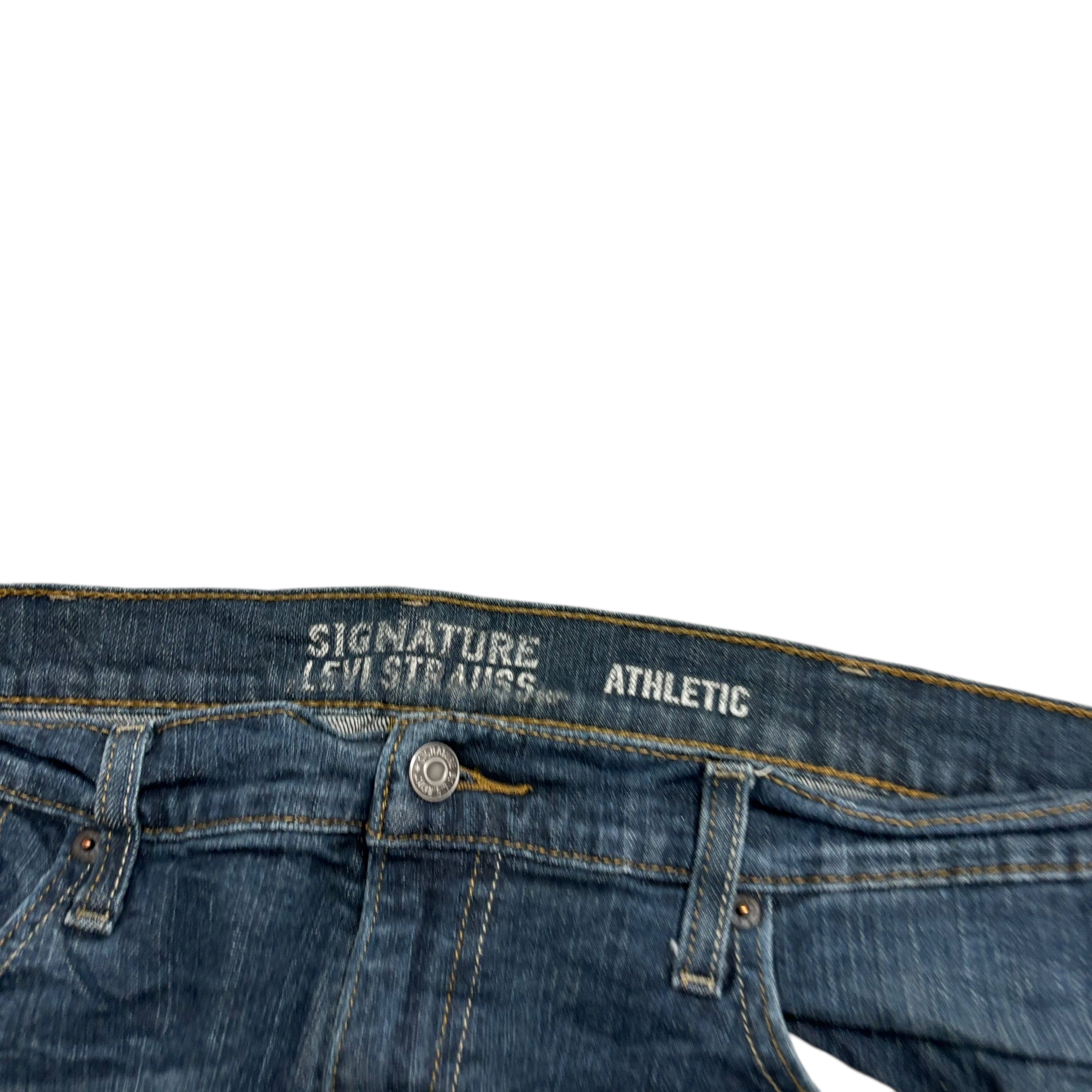 Levis Signature Jeans W38 L33 Mens Dark Blue Athletic Tapered Fit Stretch (E)