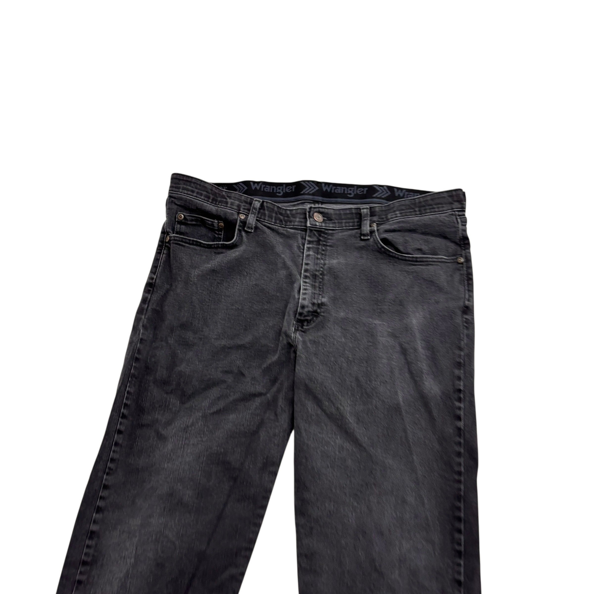 Wrangler Jeans W38 L32 Mens Black Regular Straight Fit Stretch Denim