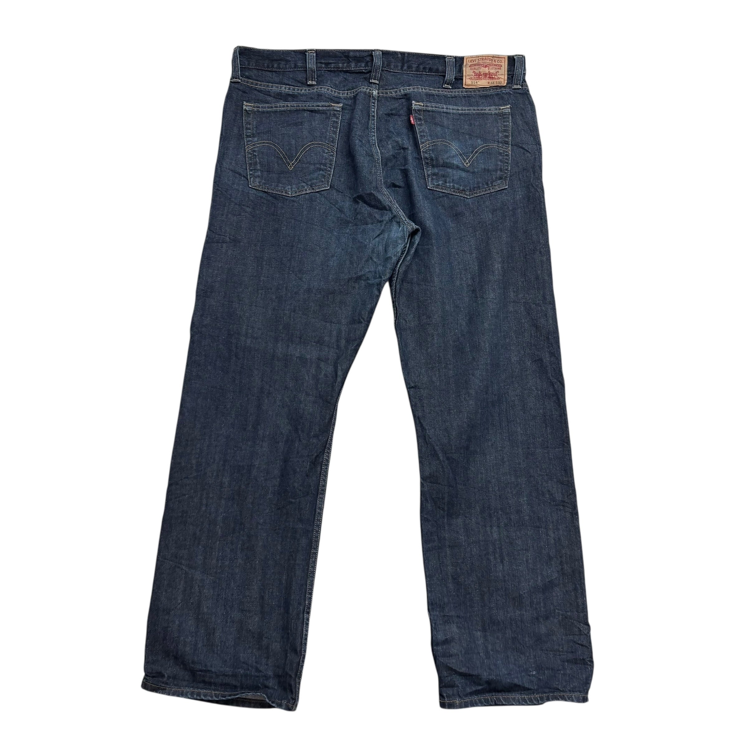 Levis 514 Jeans W44 L32 Mens Dark Blue Relaxed Straight Fit Vintage Denim (E)