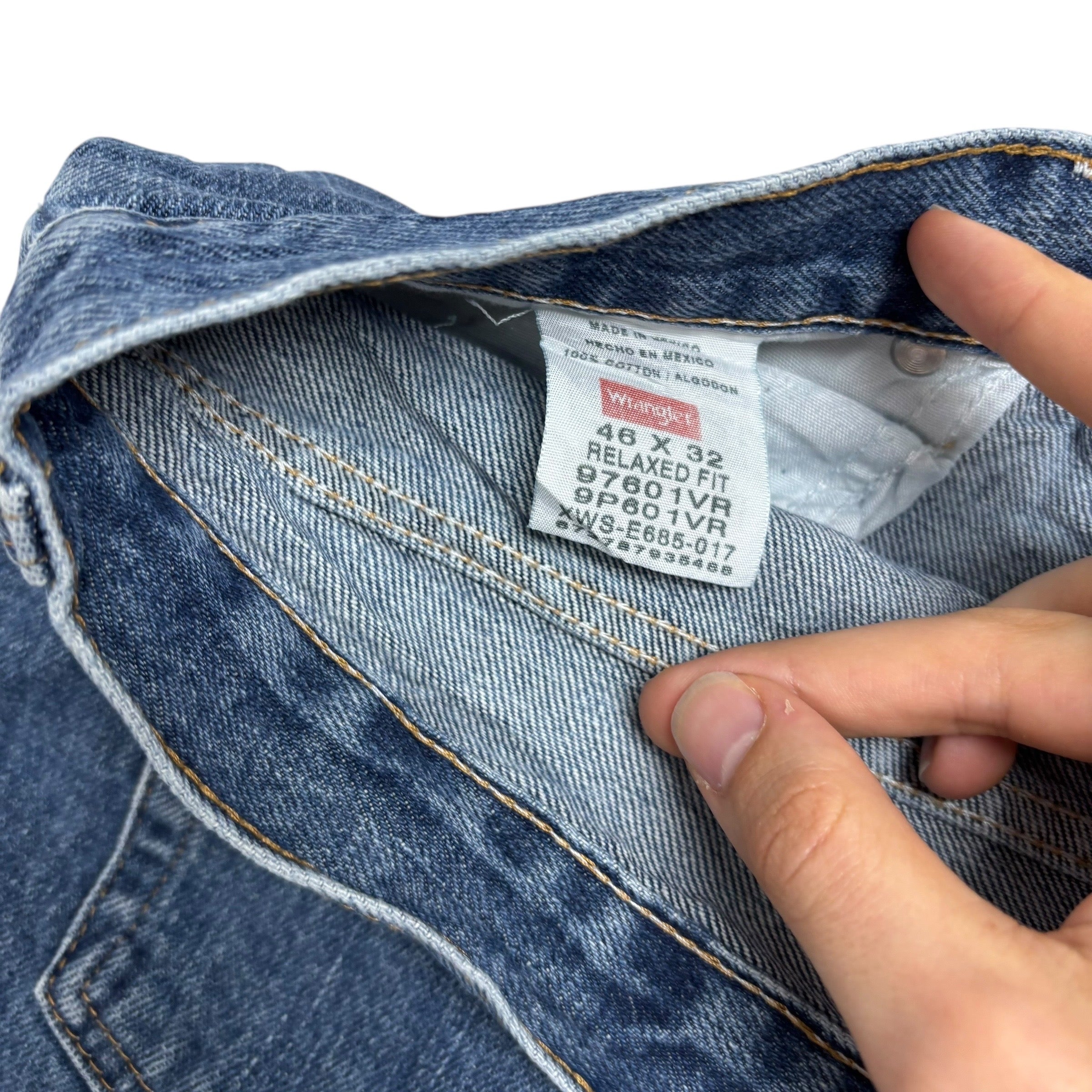 Wrangler Jeans W48 L30 Mens Mid Blue Relaxed Straight Fit Denim (E)