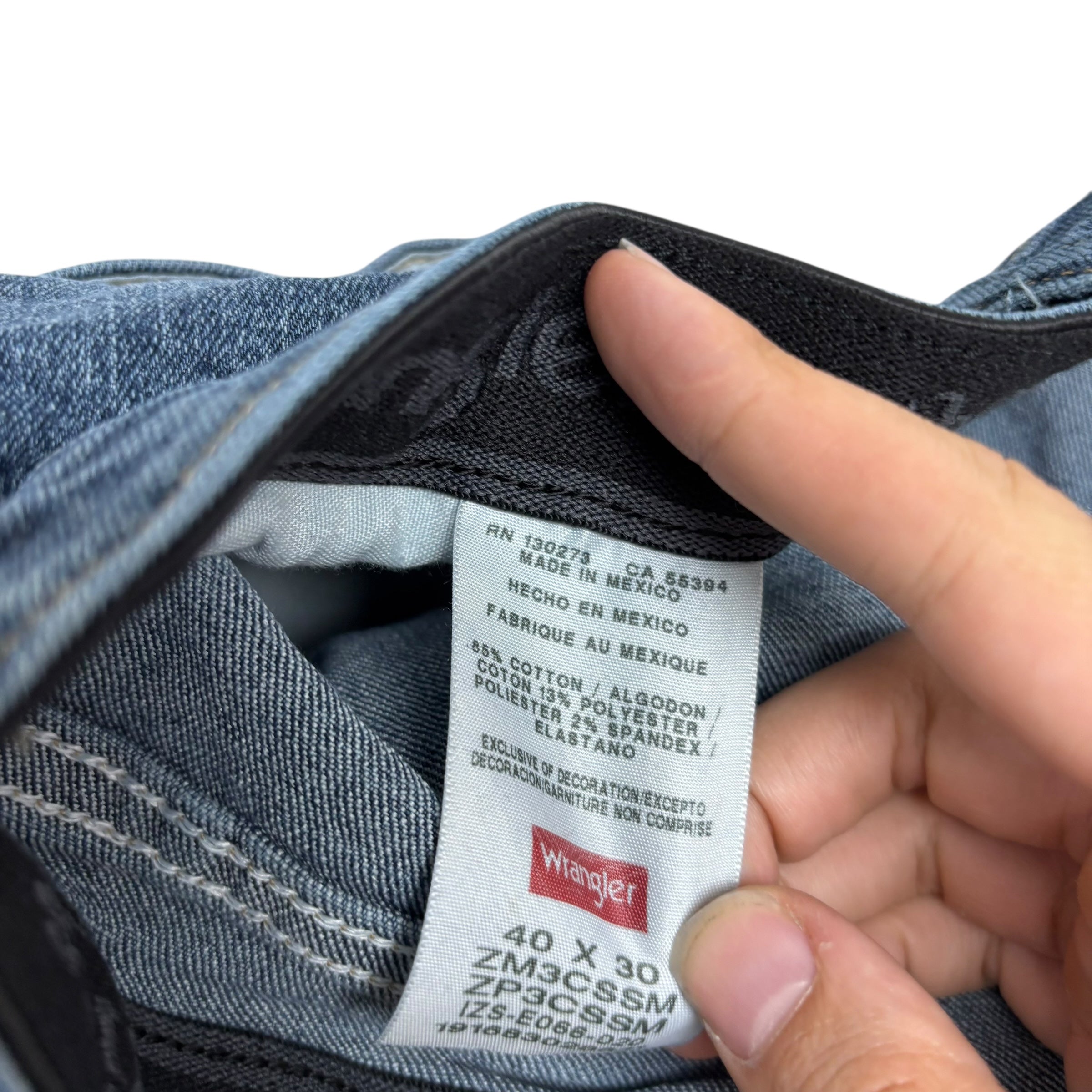 Wrangler Jeans W40 L30 Mens Mid Blue Regular Straight Fit Stretch Denim (E)