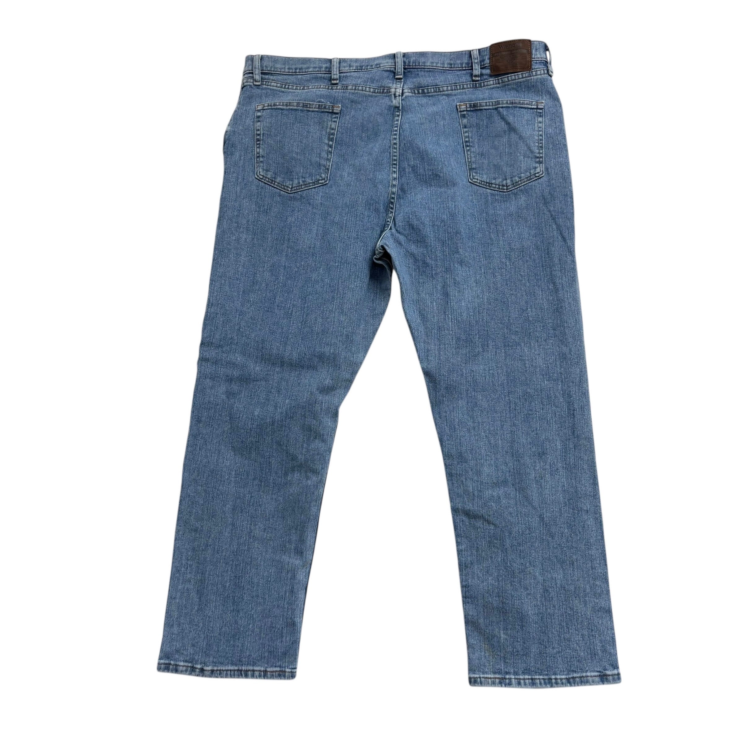 Wrangler Jeans W44 L30 Mens Mid Blue Relaxed Straight Fit Stretch Denim